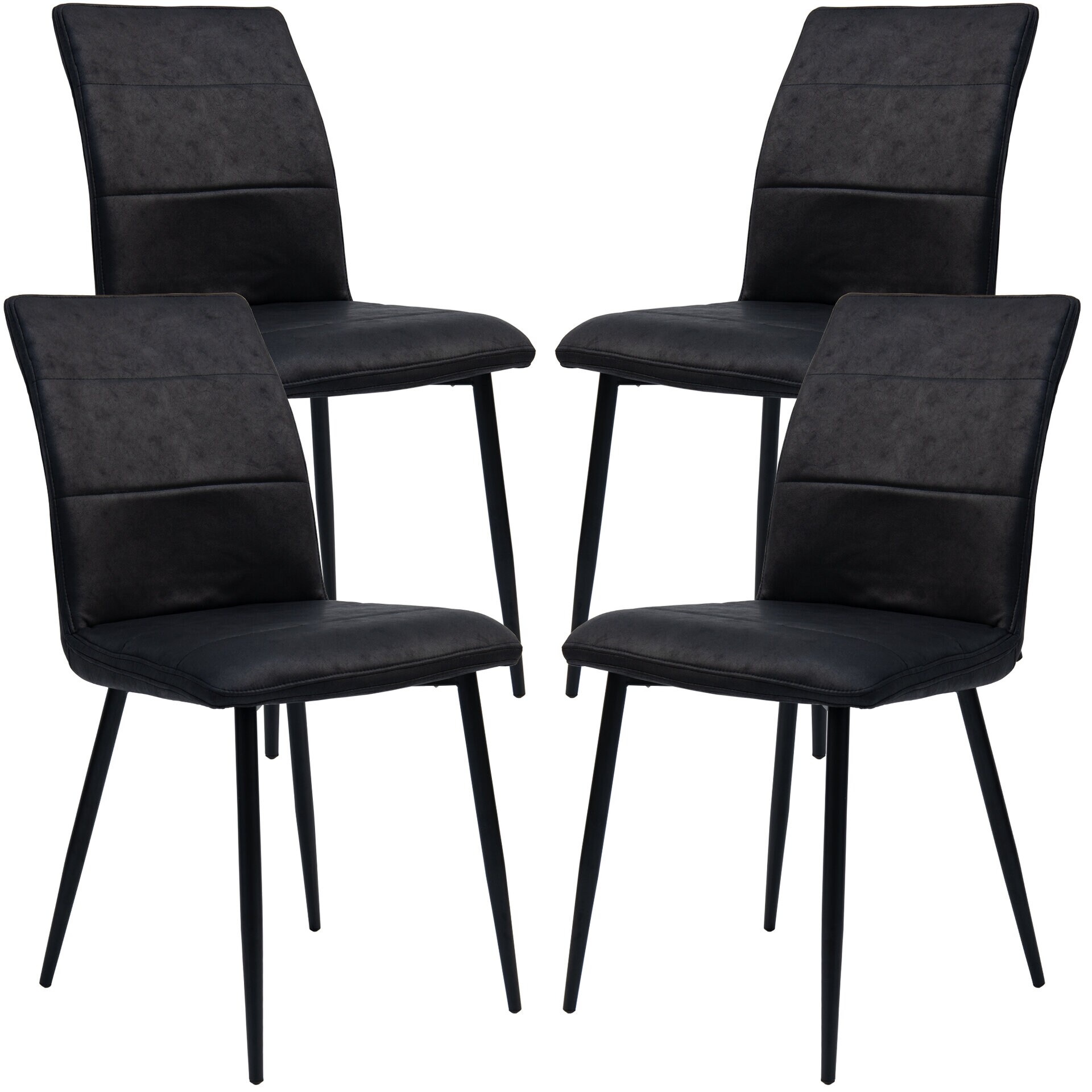 Moderne Esszimmerst&uuml;hle in Lederoptik - bequeme St&uuml;hle mit abgesteppter Vorderseite und bezogener R&uuml;ckseite - gepolsterte K&uuml;chenst&uuml;hle mit gebogener R&uuml;ckenlehne f&uuml;r mehr Sitzkomfort - Bild 1