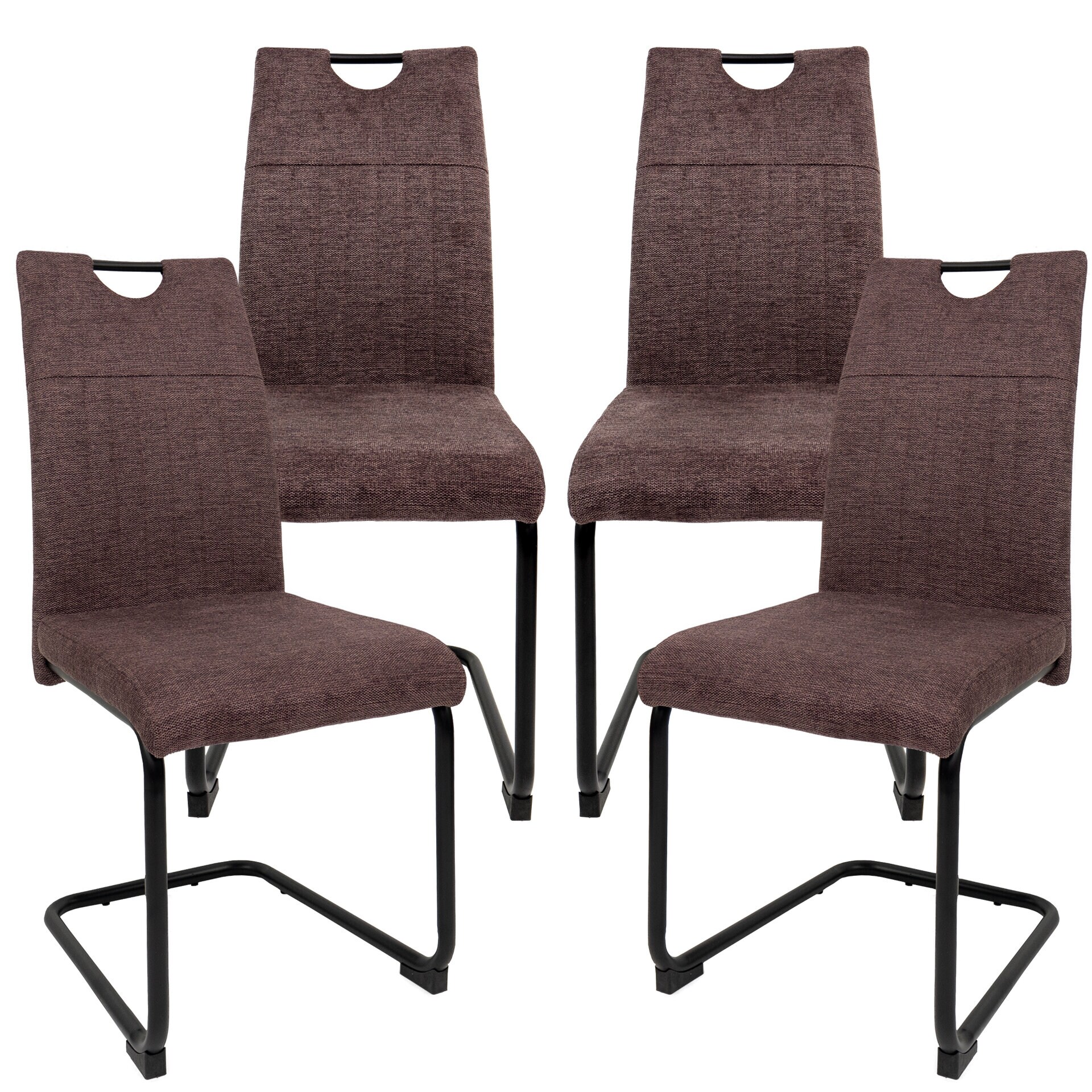 Moderne Esszimmerst&uuml;hle mit Stoffbezug - gepolsterte Esstischst&uuml;hle Freischwinger mit robustem Metallgestell - Bild 1