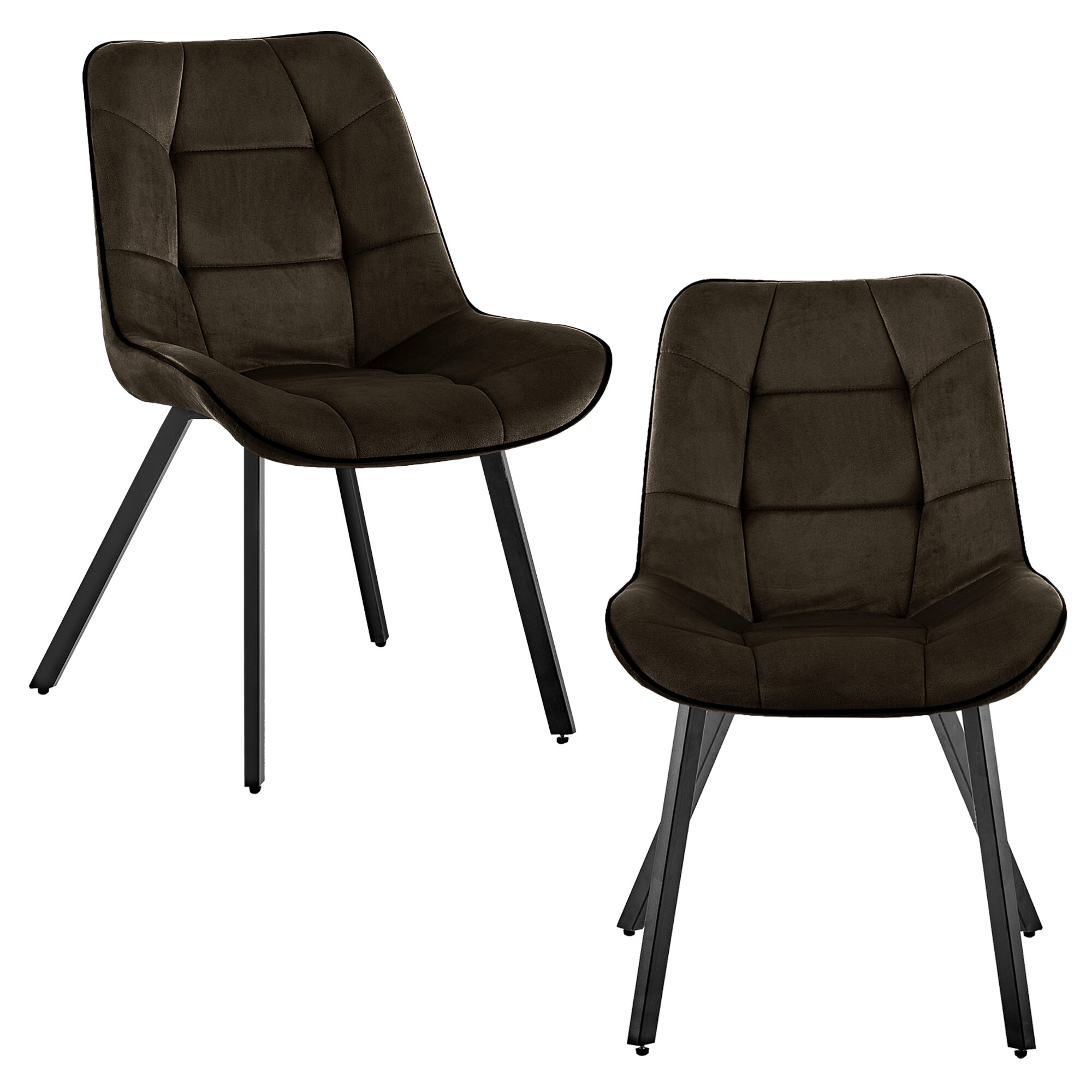Esszimmerstuhl (2er-Set), Polsterstuhl, Samt, Sessel mit R&uuml;ckenlehne, Metallbeine,Samt - Bild 1
