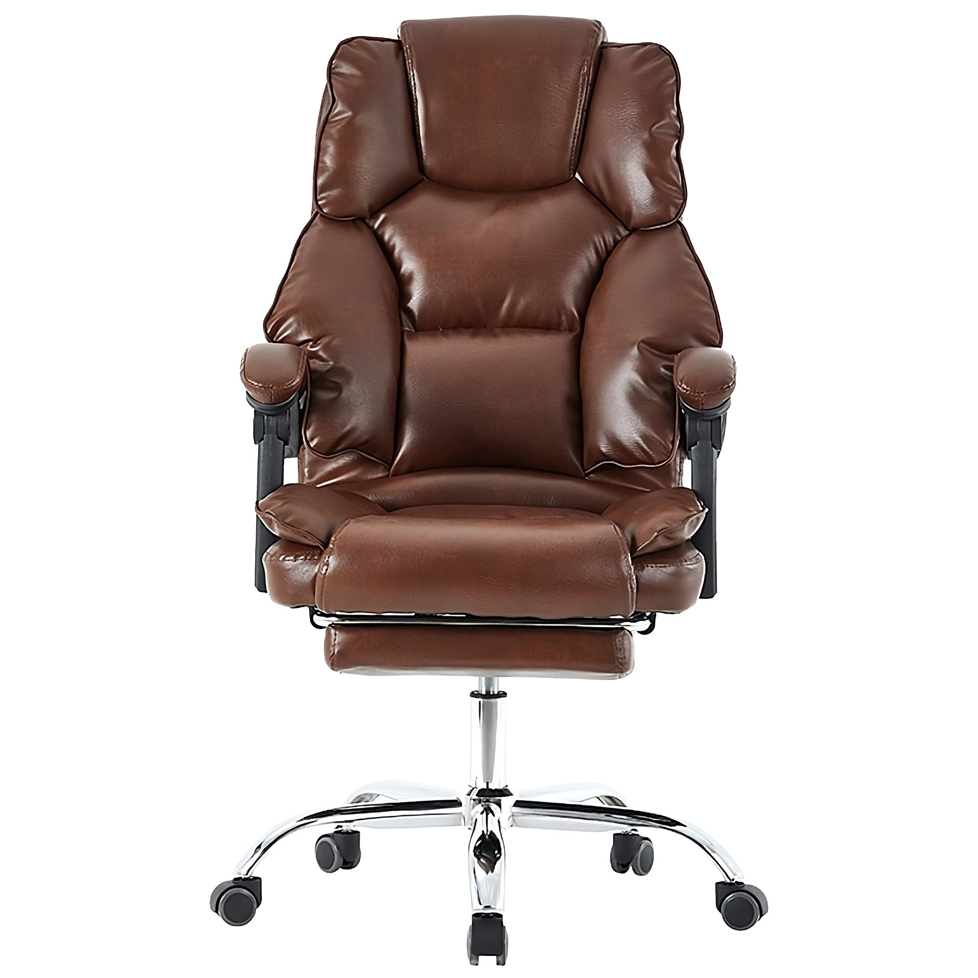 B&uuml;rostuhl mit Fu&szlig;st&uuml;tze und flexiblen 3-Punkt-Armlehnen - Schreibtischstuhl in Lederoptik mit Chrom-Base - ergonomischer B&uuml;rostuhl mit verstellbarer R&uuml;ckenlehne - Bild 1