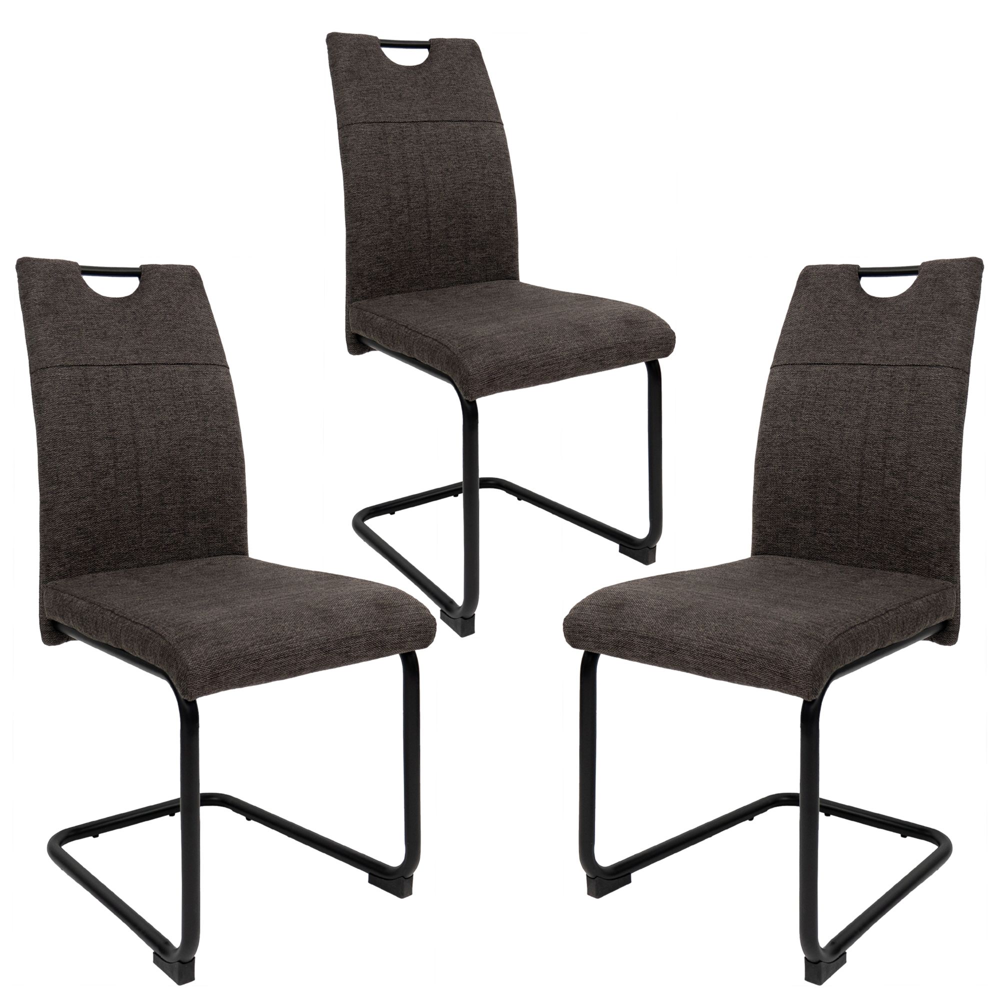 Moderne Esszimmerst&uuml;hle mit Stoffbezug - gepolsterte Esstischst&uuml;hle Freischwinger mit robustem Metallgestell - Bild 1