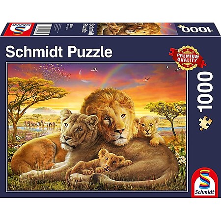 Schmidt Spiele Puzzle Kuschelnde Löwenfamilie  1000 Teile - Bild 1