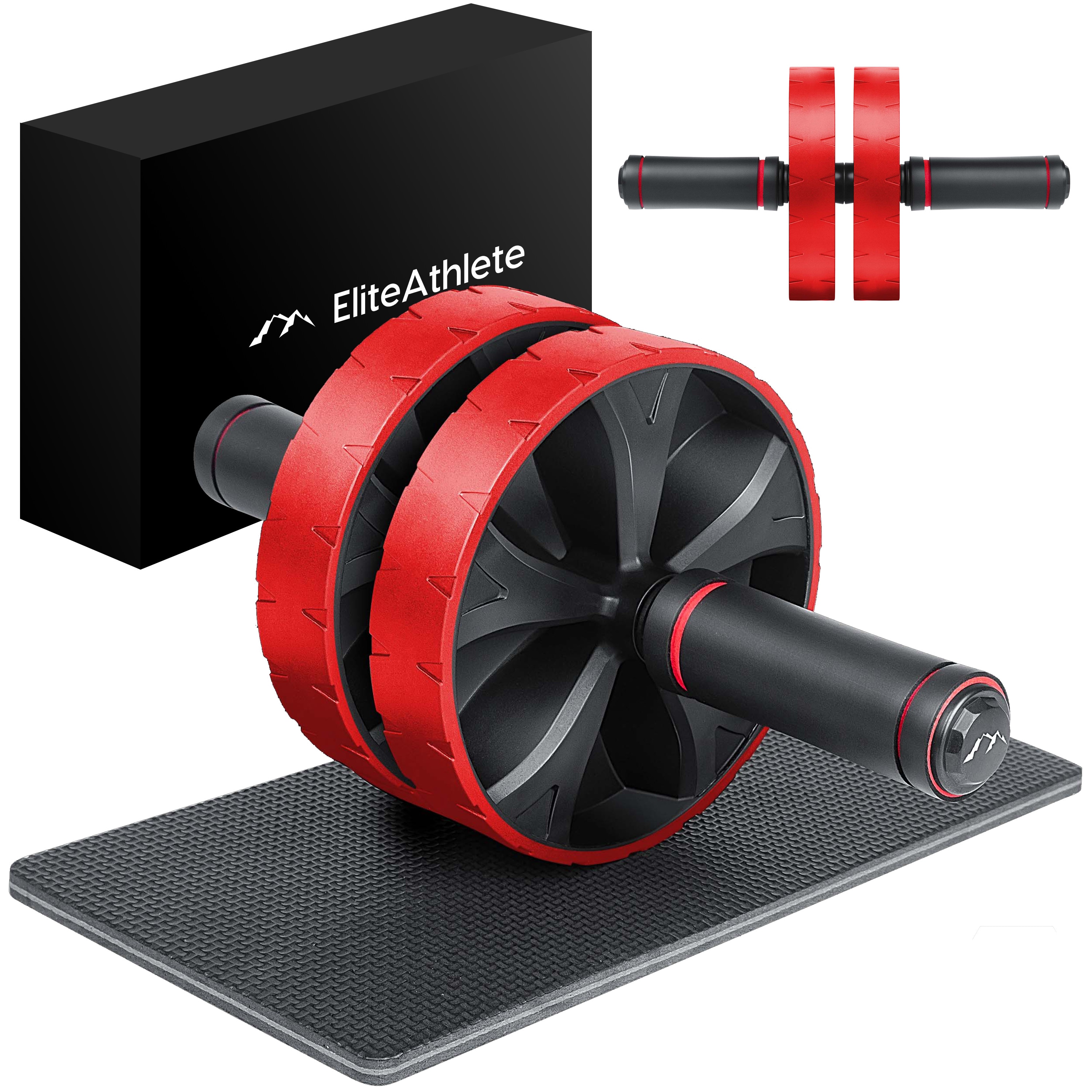 EliteAthlete&reg; Bauchroller Bauchmuskeltrainer - Bauchtrainer f&uuml;r Zuhause - Bauch Weg Abdominal Trainer - AB Wheel Roller inkl. gepolsterter Kniematte - Rot - Bild 1