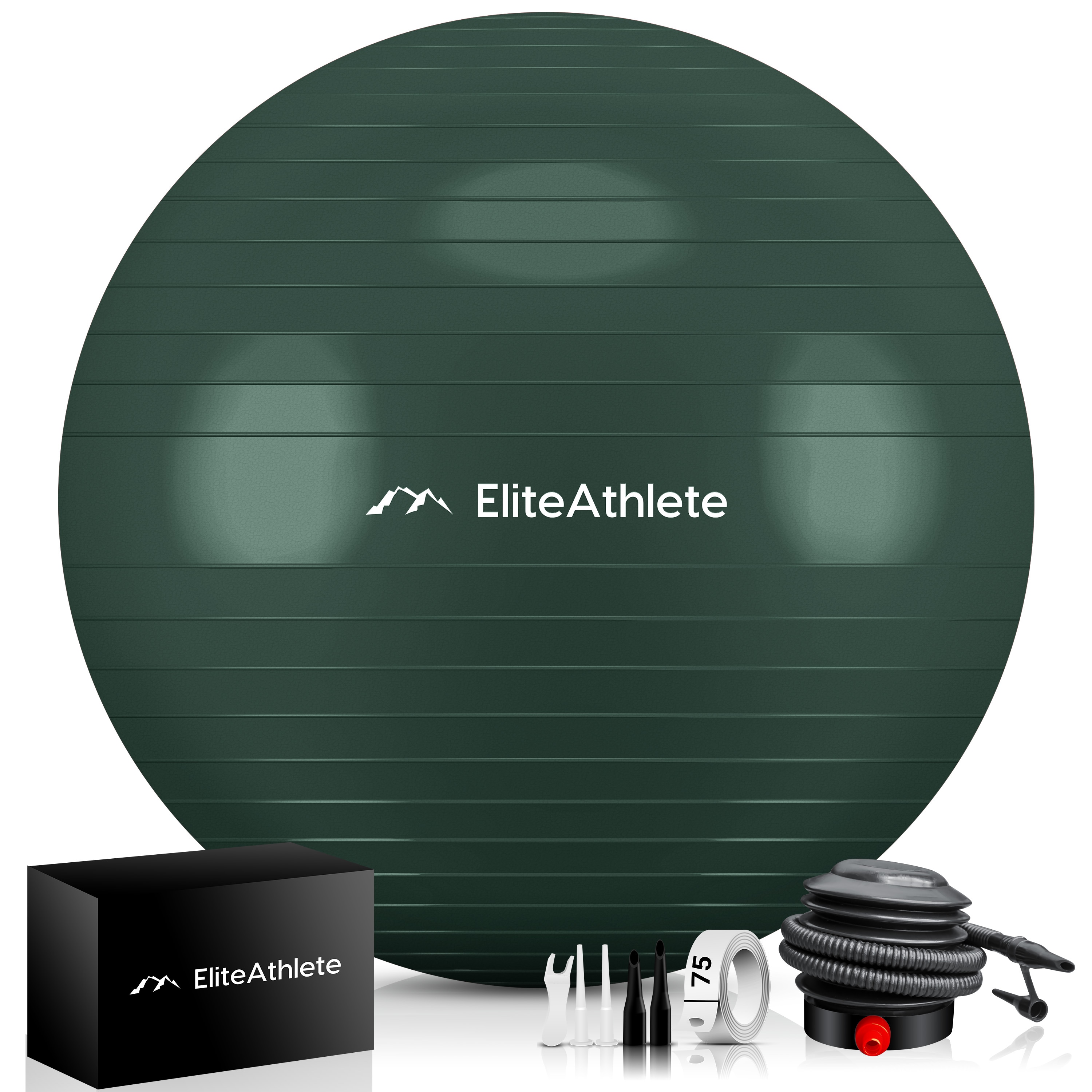 EliteAthlete&reg; Gymnastikball Sitzball B&uuml;ro ergonomisch mit Anti Burst System - Fitness Yoga Pilates Schwangerschaft - Schwangerschaftsball Fitnessball Yogaball - Yoga Ball inkl. Luftpumpe - Forest 55cm - Bild 1