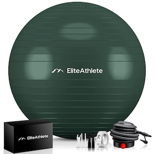 EliteAthlete® Gymnastikball Sitzball Büro ergonomisch mit Anti Burst System - Fitness Yoga Pilates Schwangerschaft - Schwangerschaftsball Fitnessball Yogaball - Yoga Ball inkl. Luftpumpe - Forest 55cm - Bild 1