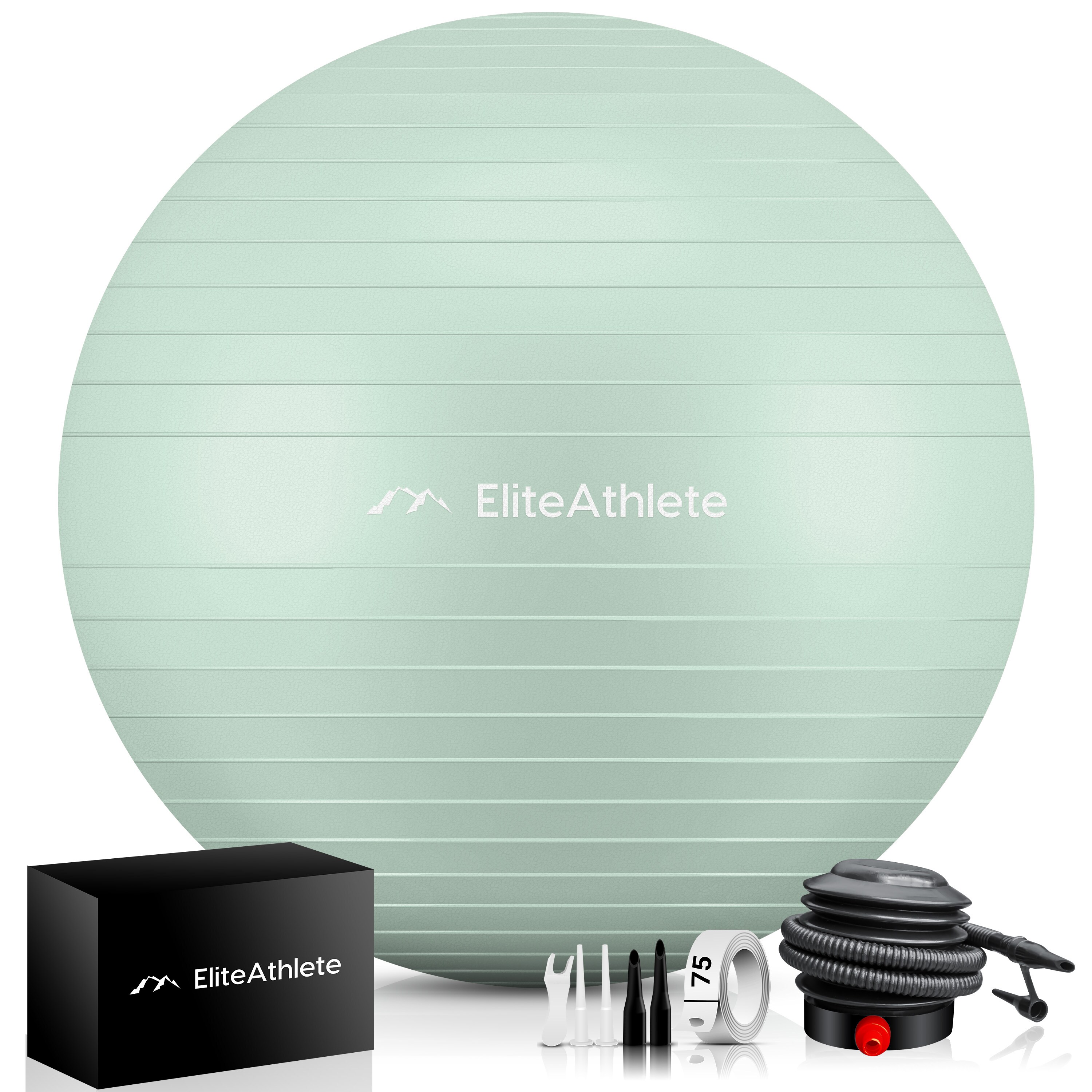 EliteAthlete&reg; Gymnastikball Sitzball B&uuml;ro ergonomisch mit Anti Burst System - Fitness Yoga Pilates Schwangerschaft - Schwangerschaftsball Fitnessball Yogaball - Yoga Ball inkl. Luftpumpe - Mint 55cm - Bild 1
