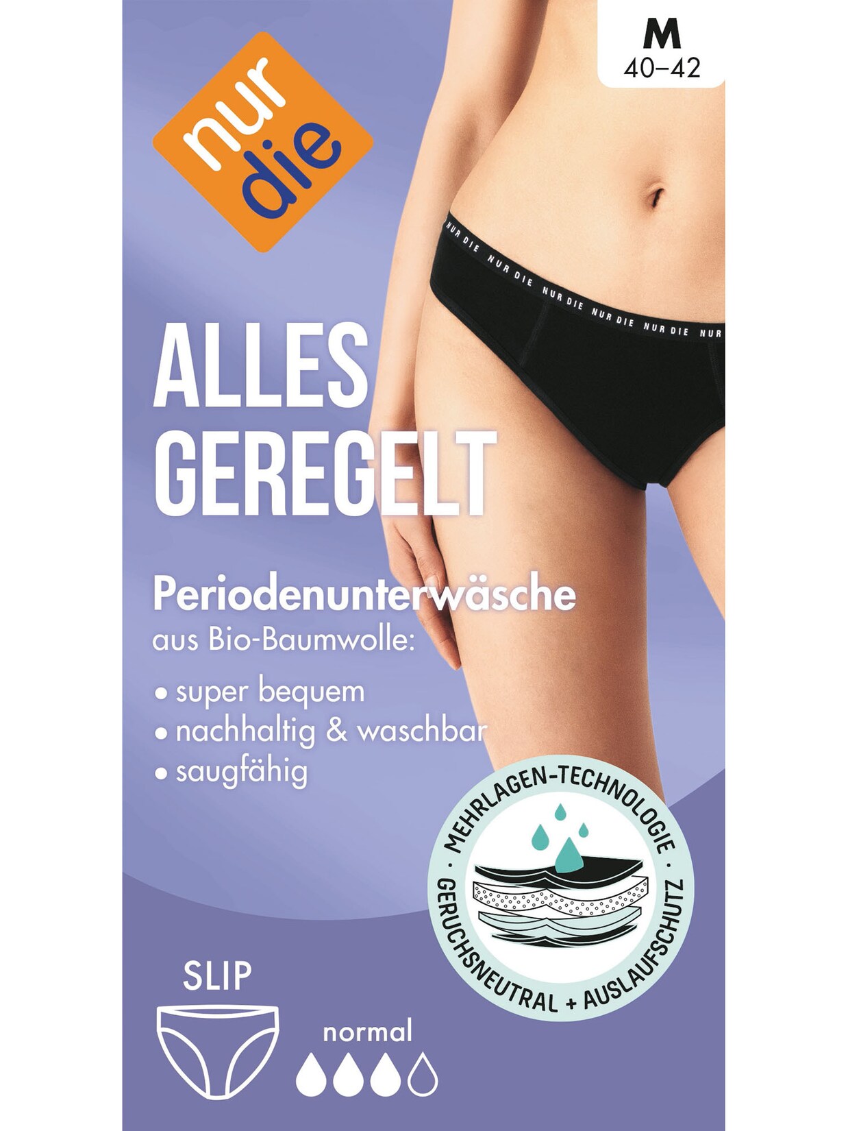NUR DIE Damen Periodenunterwäsche Alles Geregelt Slip normal 1er-Pack
