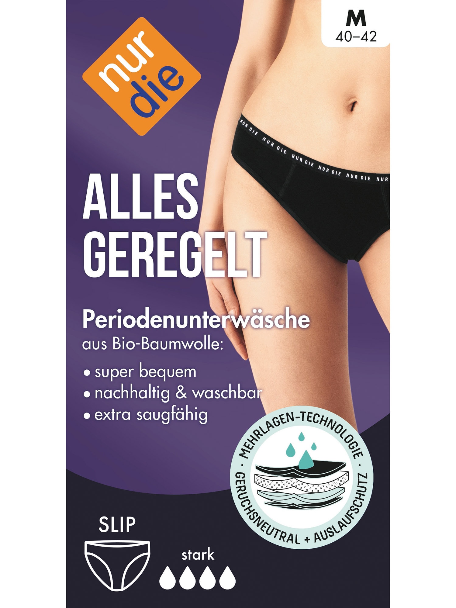 NUR DIE Damen Periodenunterw&auml;sche Alles Geregelt Slip stark - Bild 1
