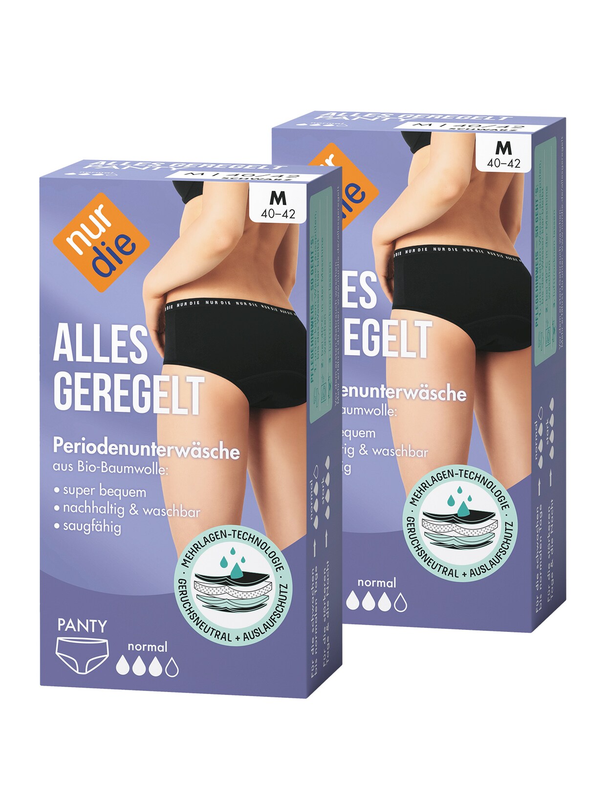 NUR DIE Damen Periodenunterwäsche Alles Geregelt Panty normal 2er Pack