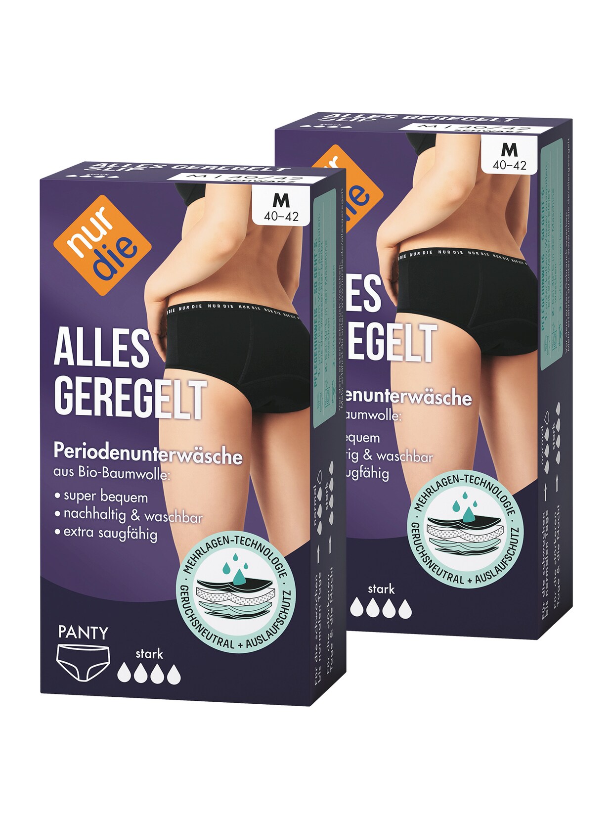 NUR DIE Damen Periodenunterwäsche Alles Geregelt Panty stark 2er Pack