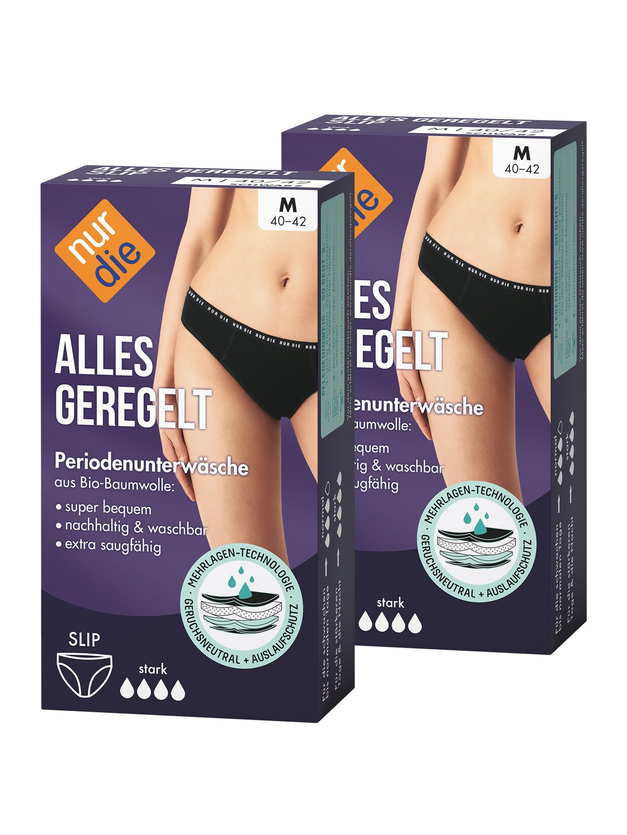 NUR DIE Damen Periodenunterwäsche Alles Geregelt Slip stark 2er Pack