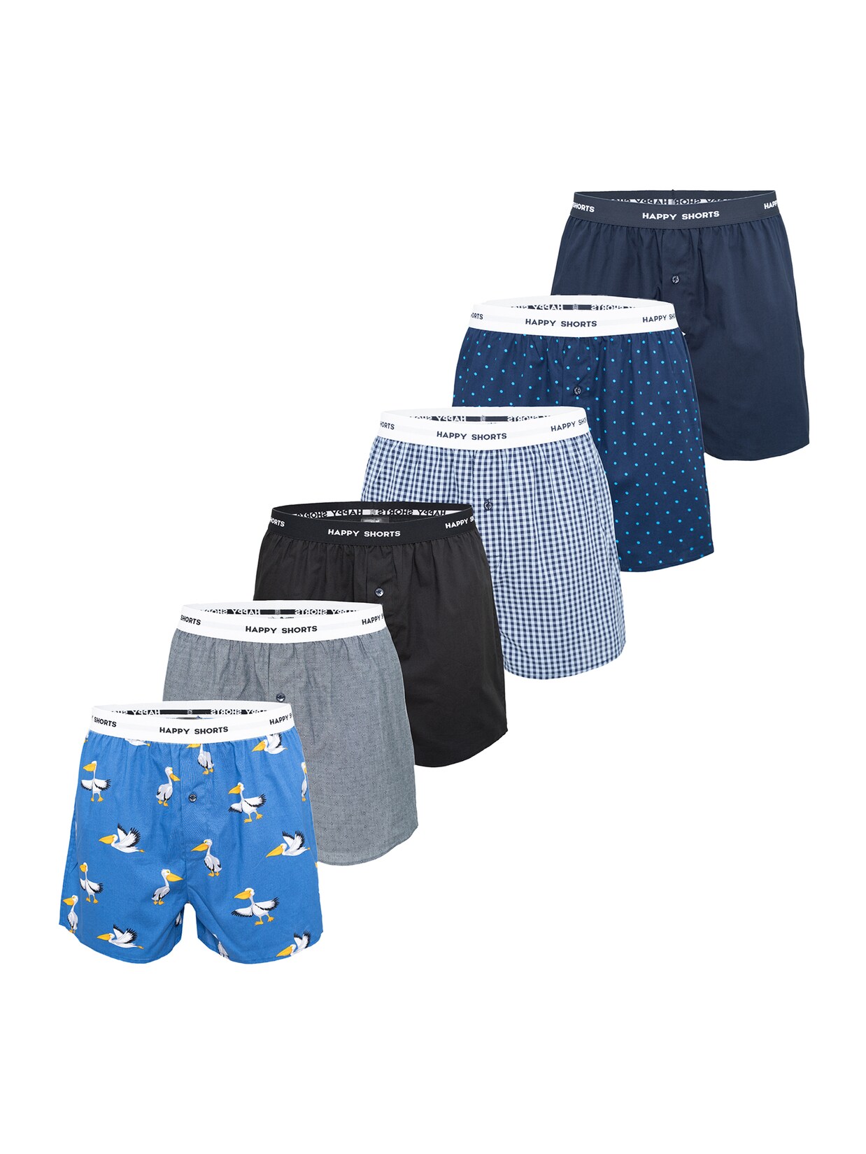 Happy Shorts Herren Boxer Mix 6er Pack