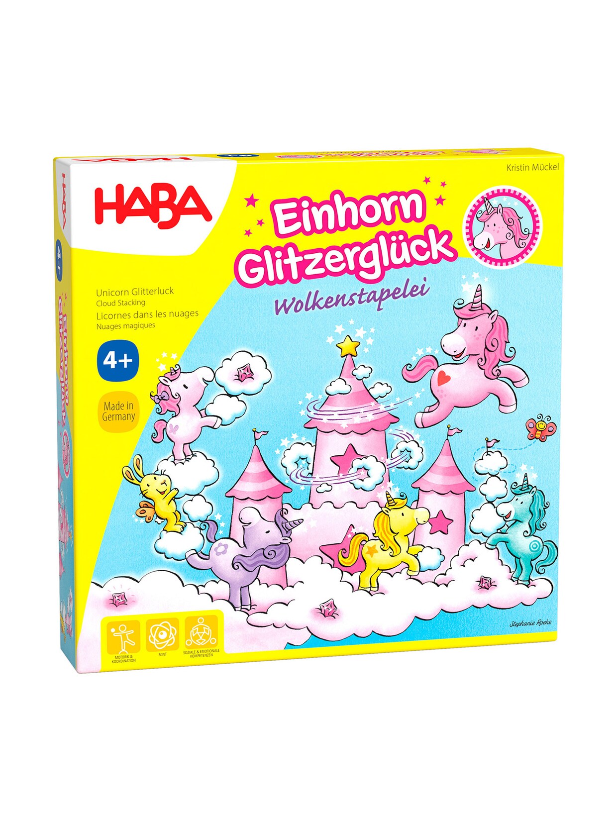 HABA Unisex Stapelspielzeug Einhorn Glitzerglück – Wolkenstapelei 1er Pack