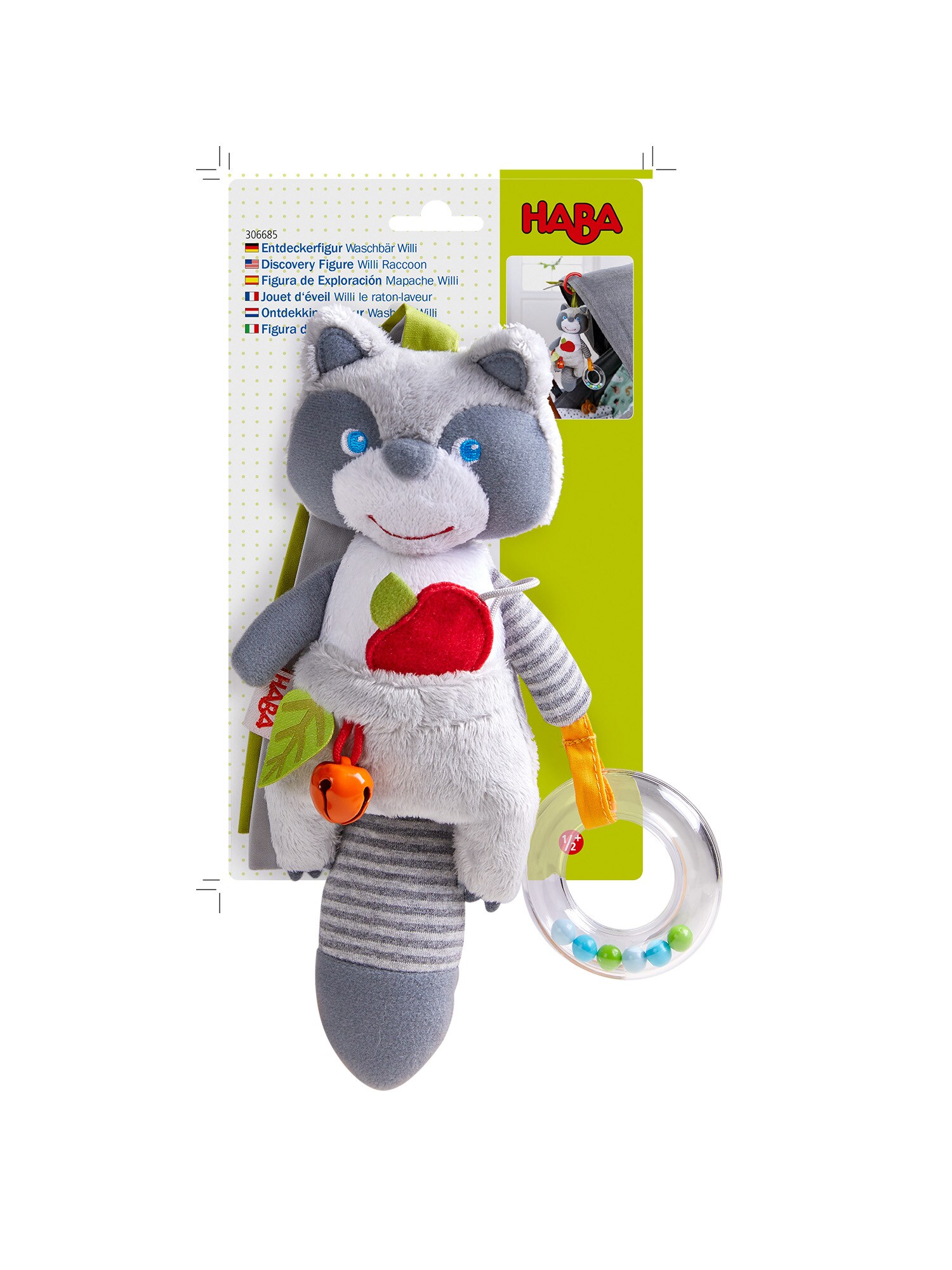 HABA Unisex Stoffpuppe Entdeckerfigur Waschb&auml;r 1er Pack - Bild 1