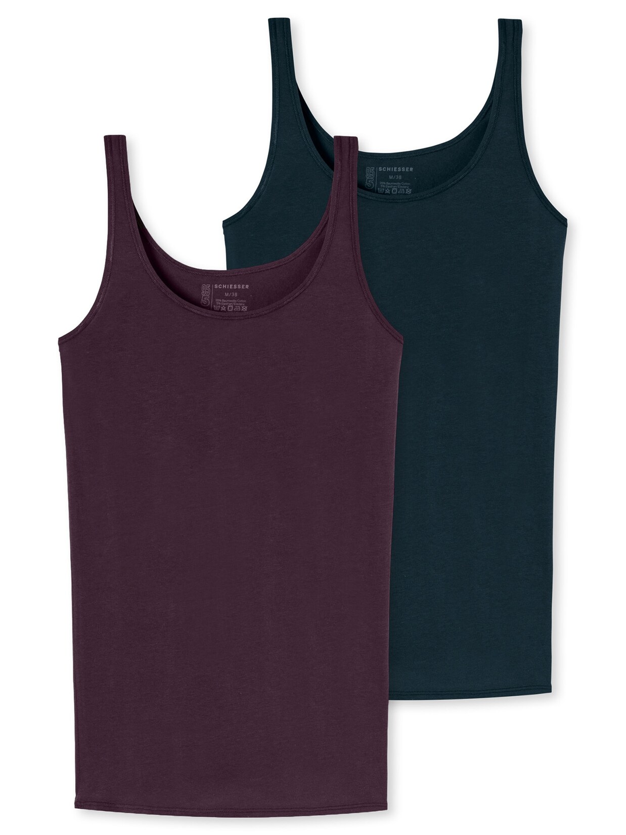Schiesser Damen Trägertop 95/5 Organic 2er Pack