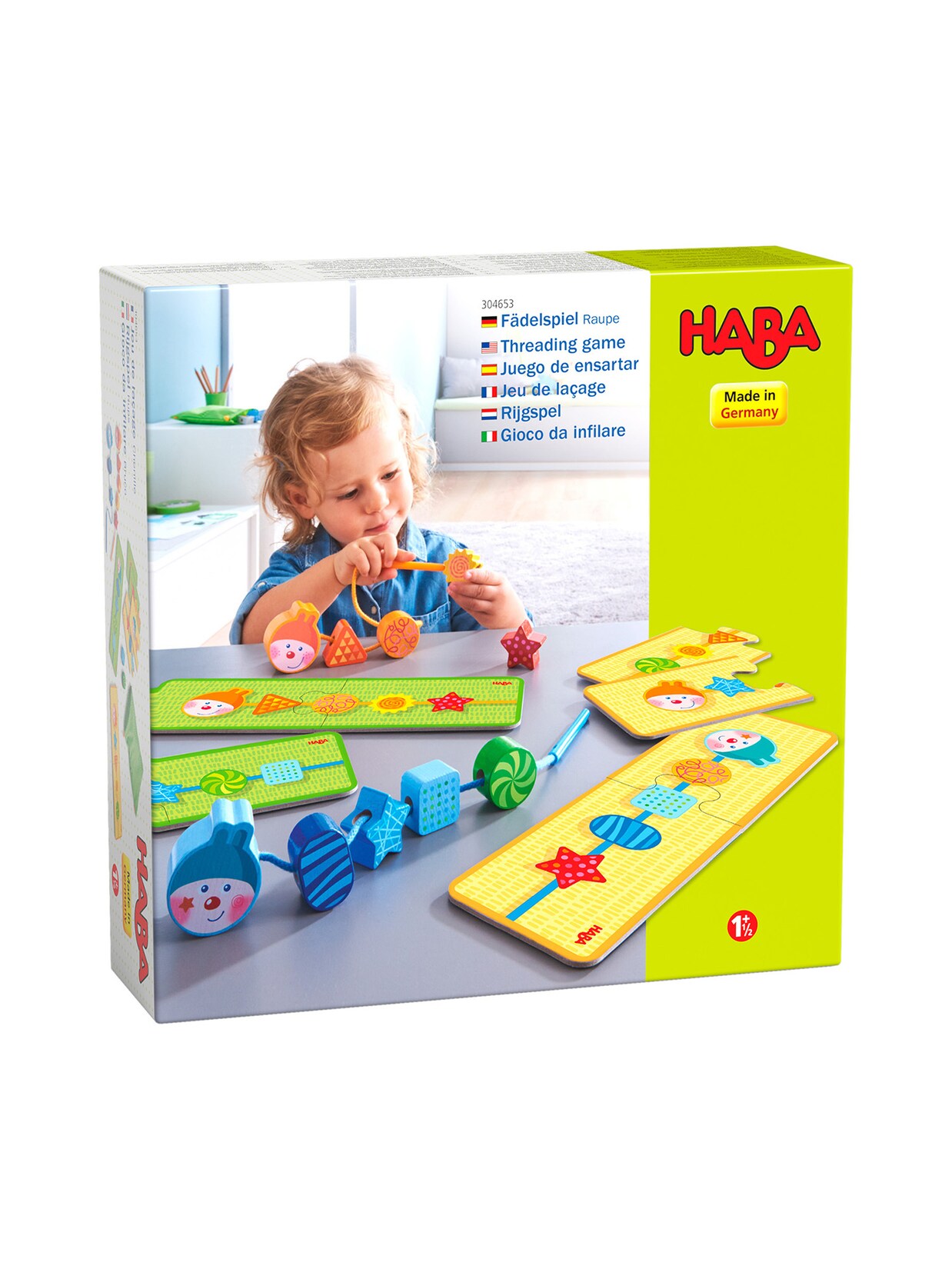 HABA Unisex Lernspielzeug Fädelspiel Raupe 1er Pack