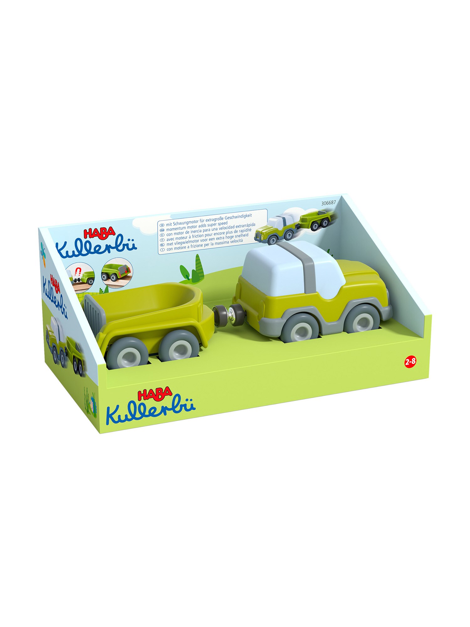 HABA Unisex Spielzeug-Traktor Kullerb&uuml; &ndash; Gel&auml;ndewagen mit Anh&auml;nger 1er Pack - Bild 1