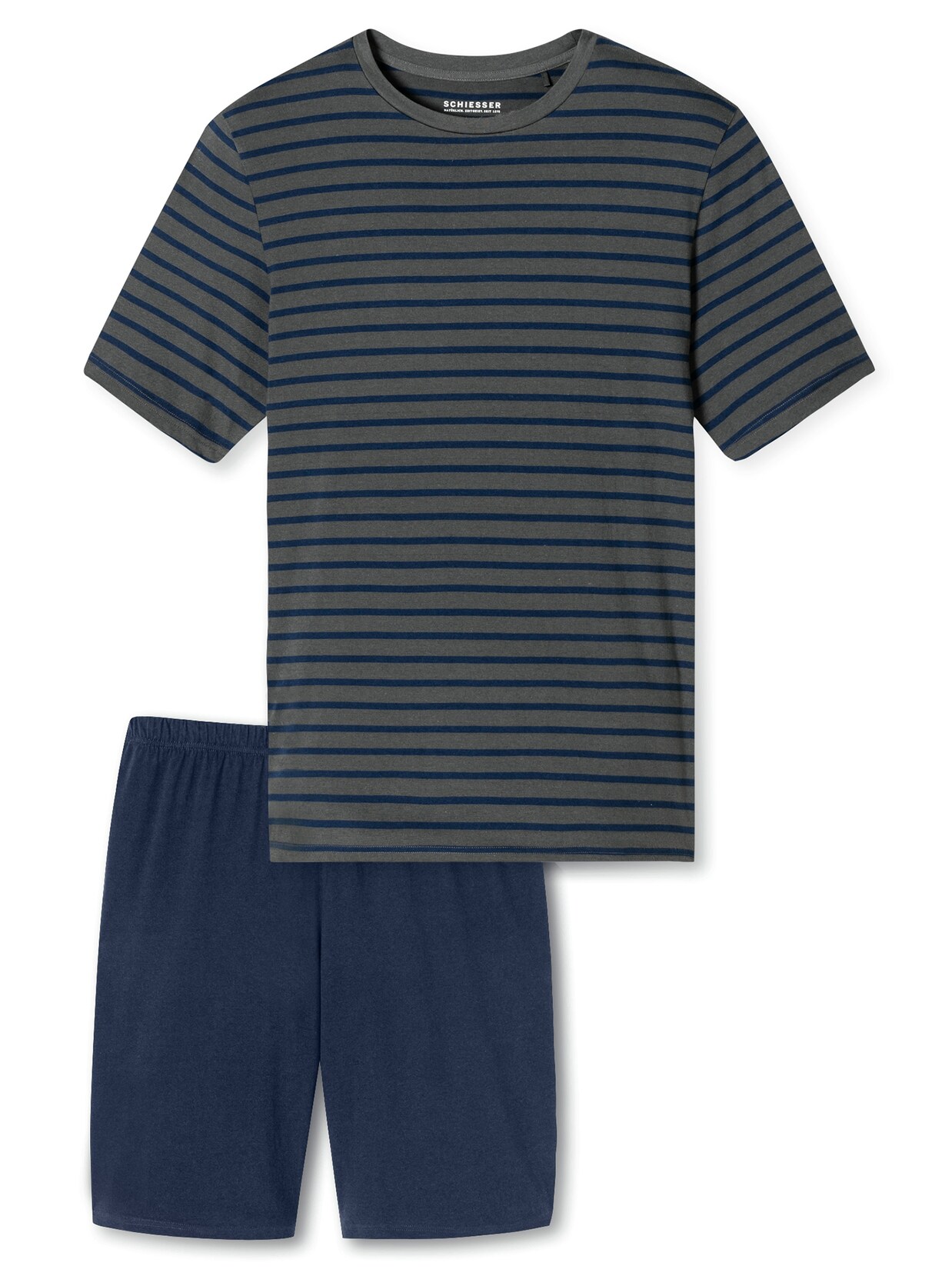 Schiesser Herren Pyjama Schlafanzug kurz - Casual Essentials 1er Pack