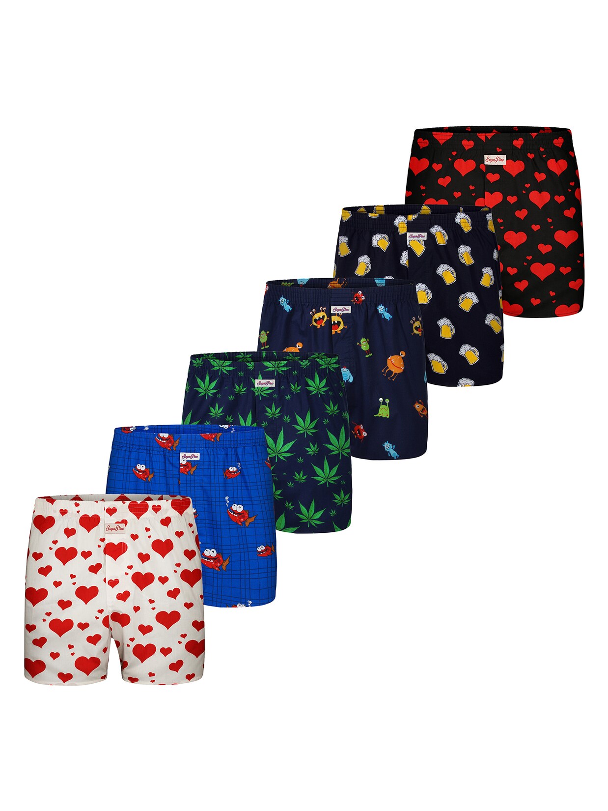 Sugar Pine Herren Boxer Motiv Print Mix 6er Pack