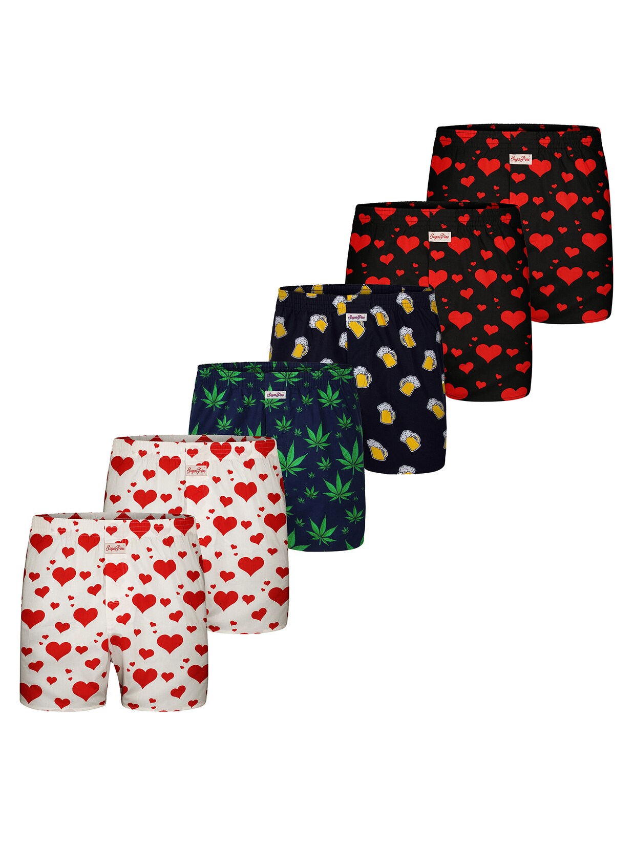 Sugar Pine Herren Boxer Motiv Print Mix 6er Pack
