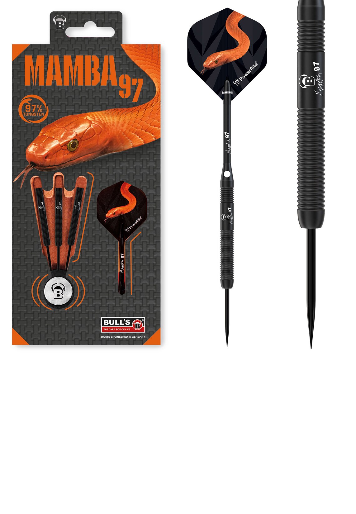Bull's Unisex Steeldarts Mamba 97 M1 Dartpfeile 97% Tungsten Darts-Set Profi 1er Pack