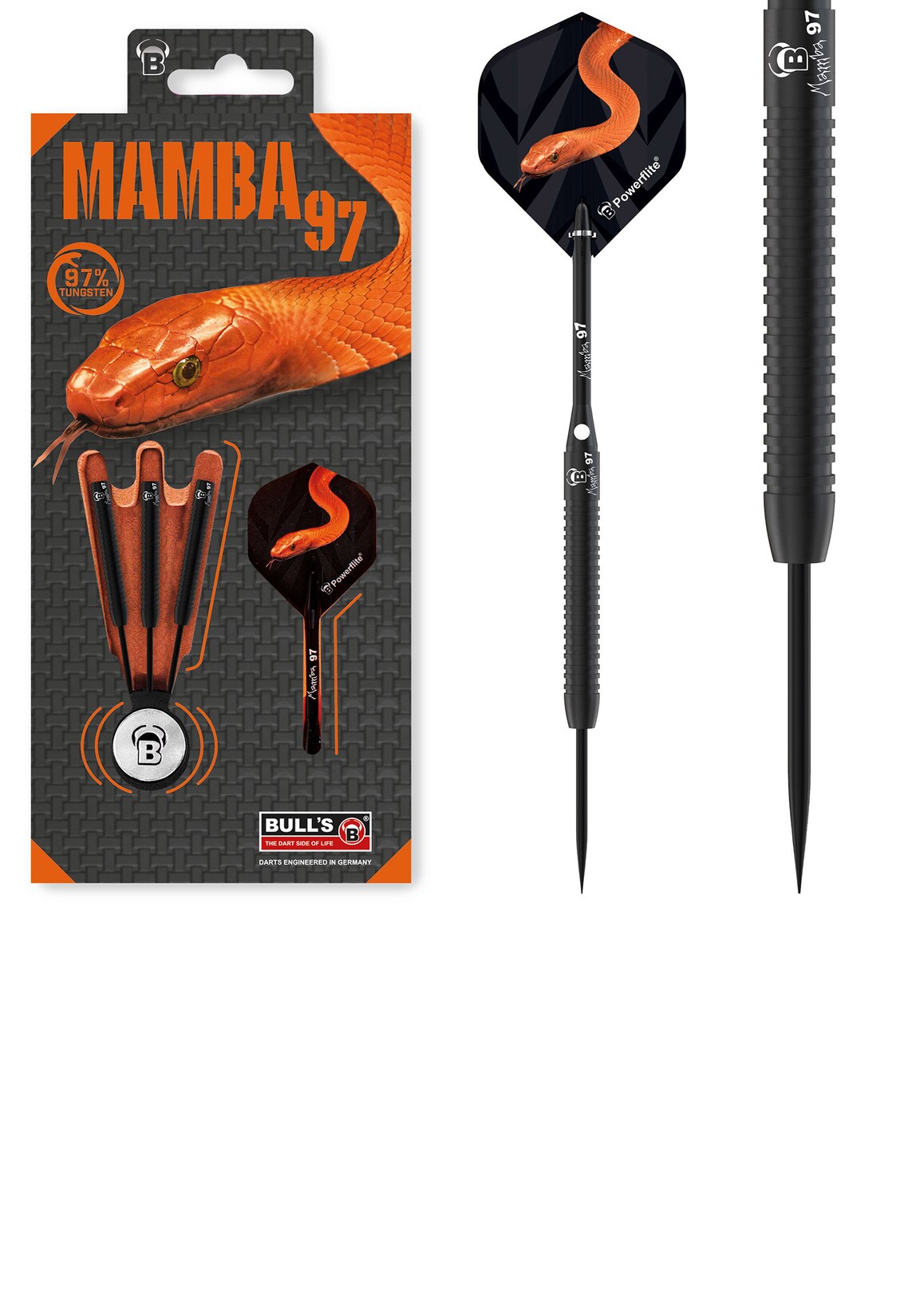 Bull's Unisex Steeldarts Mamba 97 M2 Dartpfeile 97% Tungsten Darts-Set Profi 1er Pack