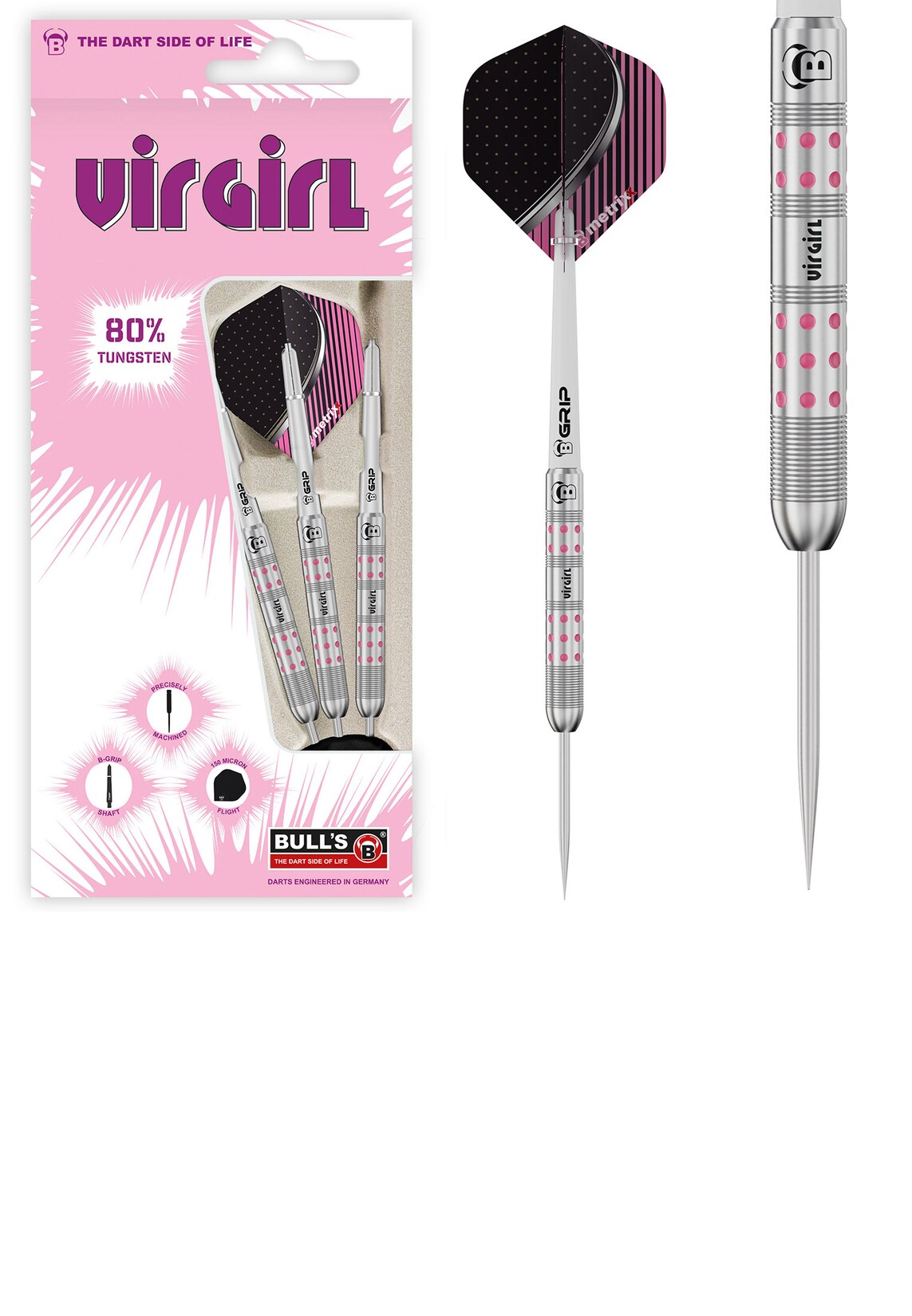 Bull's Unisex Steeldarts Virgirl VR1 Dartpfeile 80% Tungsten Darts-Set Anfänger 1er Pack