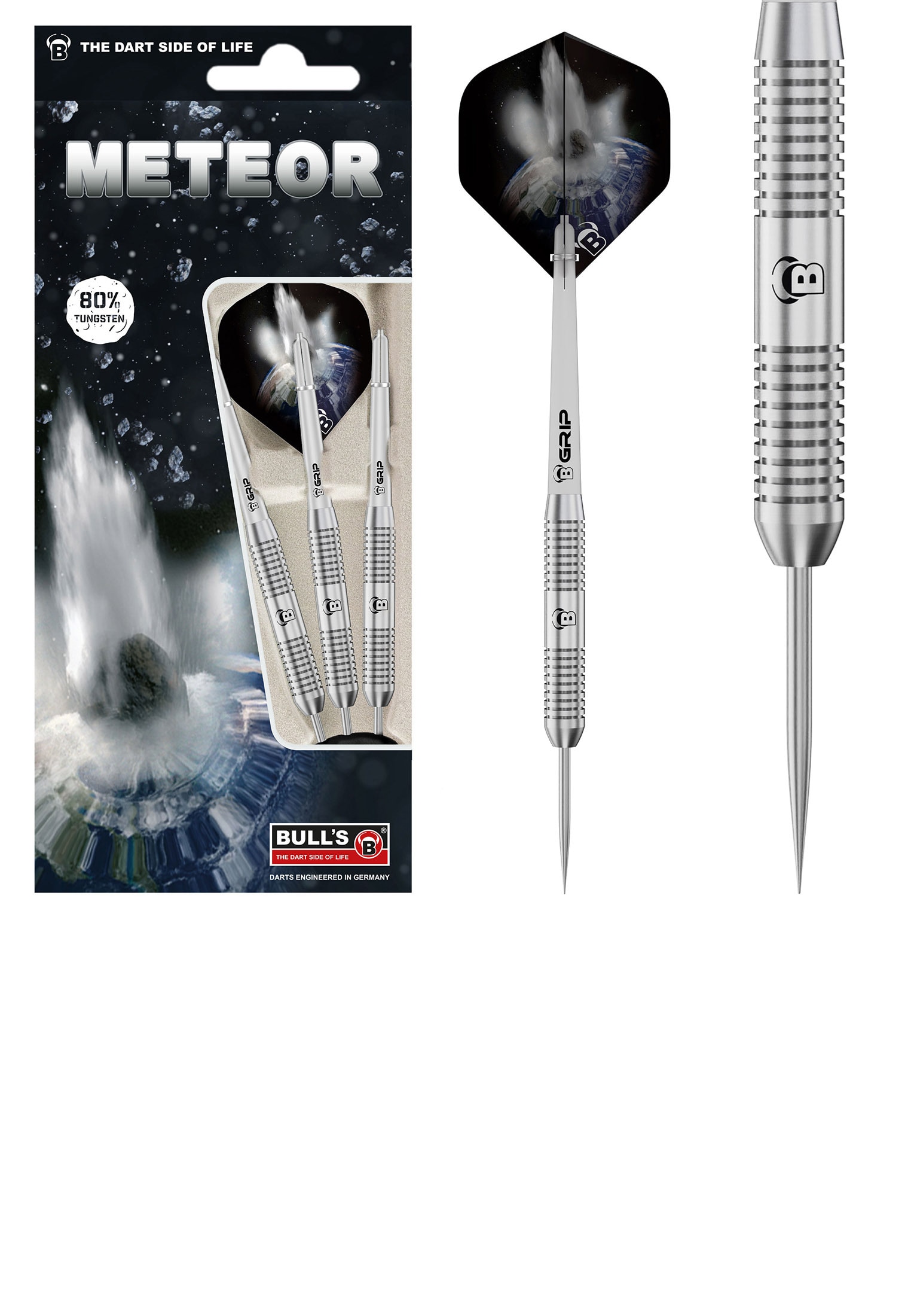 Bull's Unisex Steeldarts Meteor MT1 Dartpfeile 80% Tungsten Darts-Set Anf&auml;nger 1er Pack - Bild 1