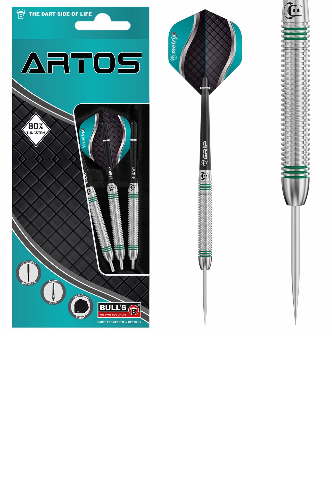 Bull's Unisex Steeldarts Artos AR1 Dartpfeile 80% Tungsten Darts-Set Anfänger 1er Pack