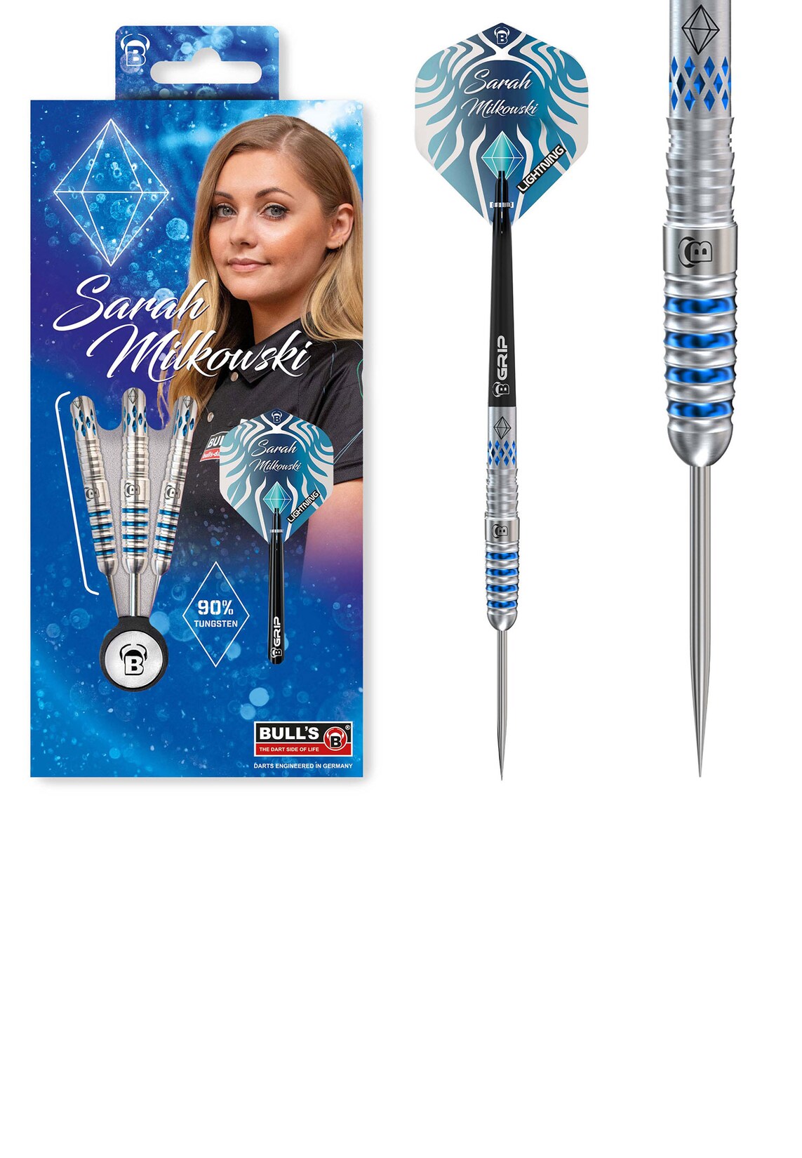 Bull's Unisex Steeldarts Sarah Milkowski Dartpfeile Darts-Set Profi 1er Pack