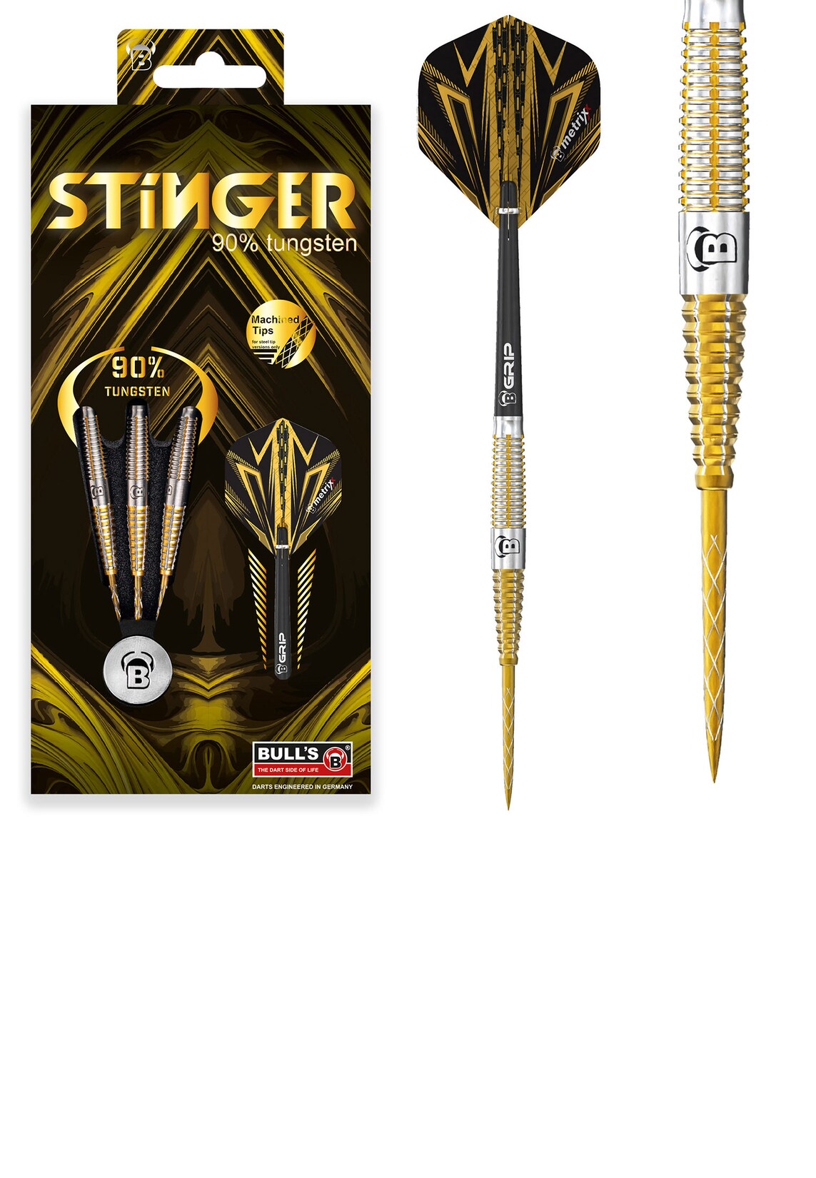 Bull's Unisex Steeldarts Stinger Dartpfeile 90% Tungsten Darts-Set Profi 1er Pack