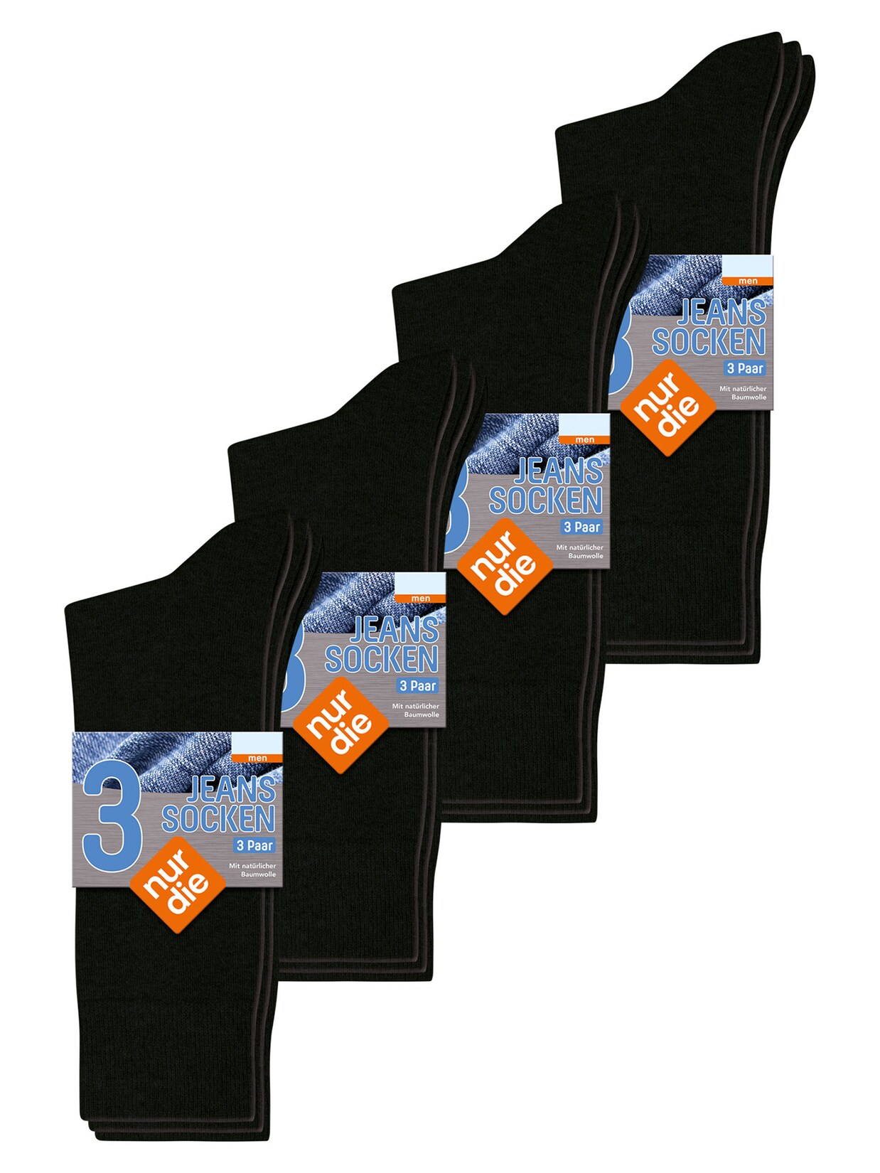 NUR DIE Herren Freizeitsocken Jeans Socken 12er Pack