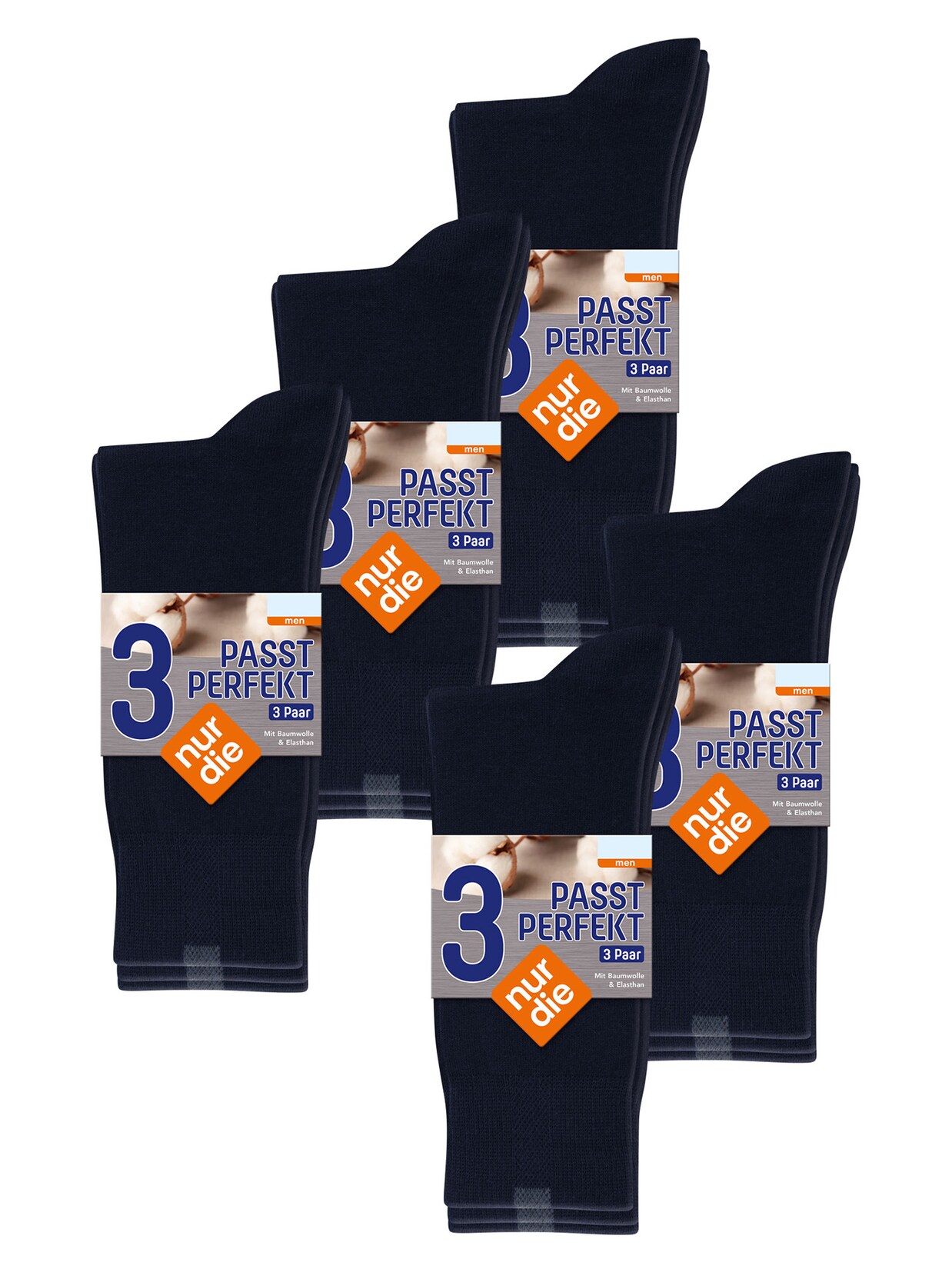 NUR DIE Herren Basicsocken Passt Perfekt bequeme Alltagssocken 15