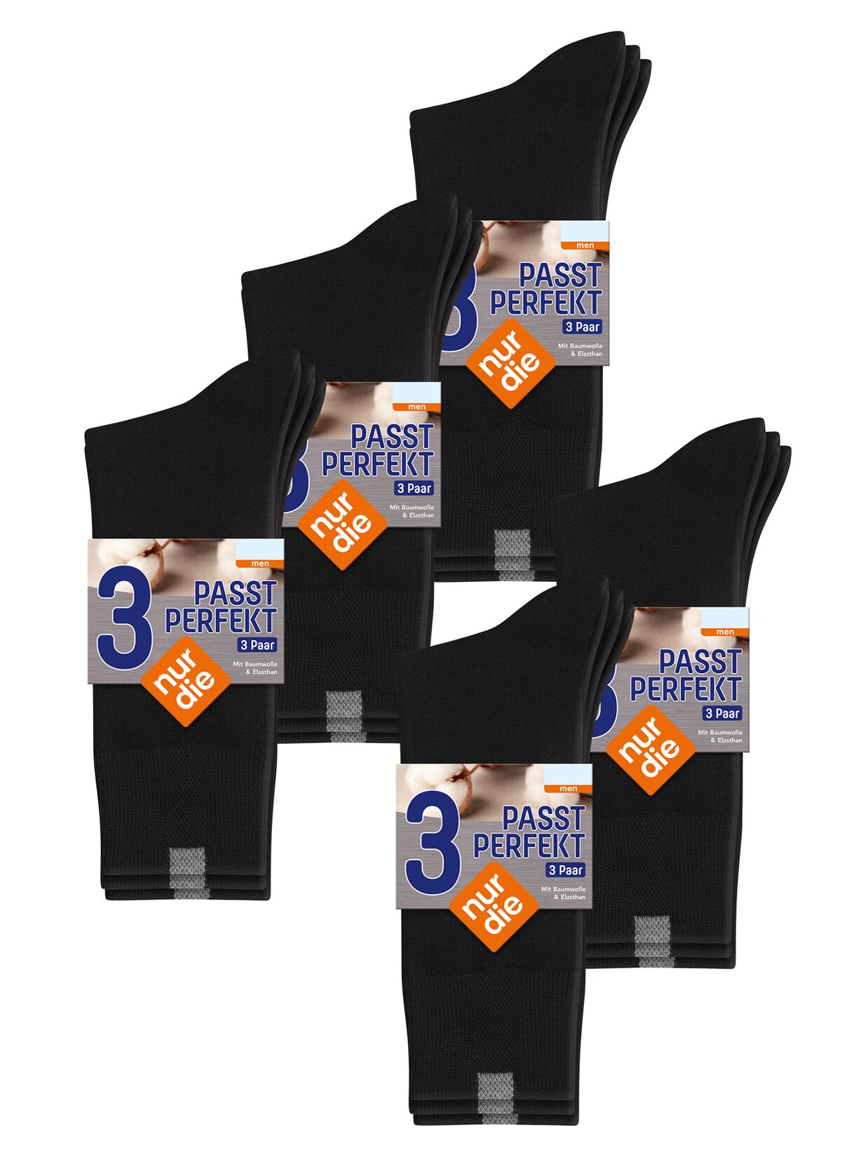 NUR DIE Herren Basicsocken Passt Perfekt bequeme Alltagssocken 15
