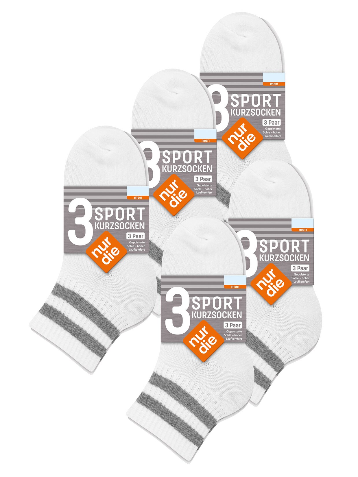 NUR DIE Herren Sportsocken Short Track Multipack