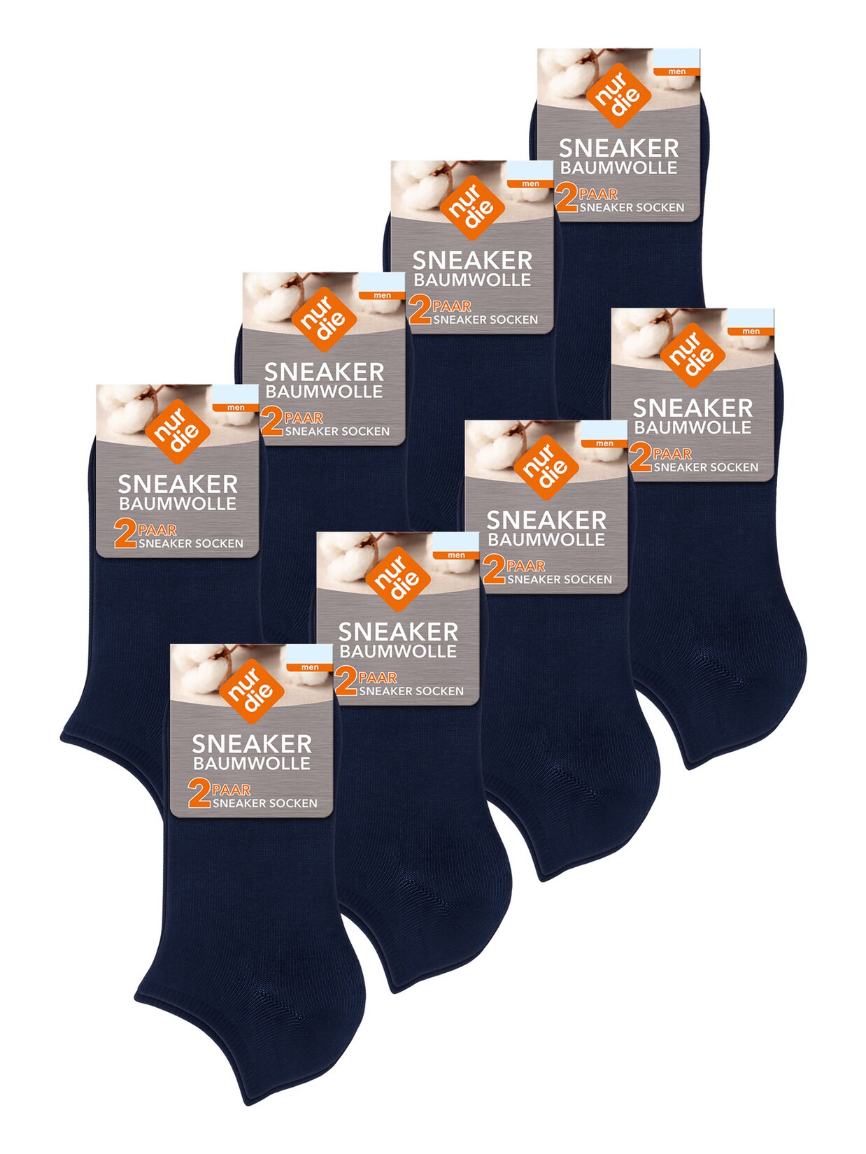NUR DIE Herren Sneakersocken Baumwolle Basic Unifarben 16