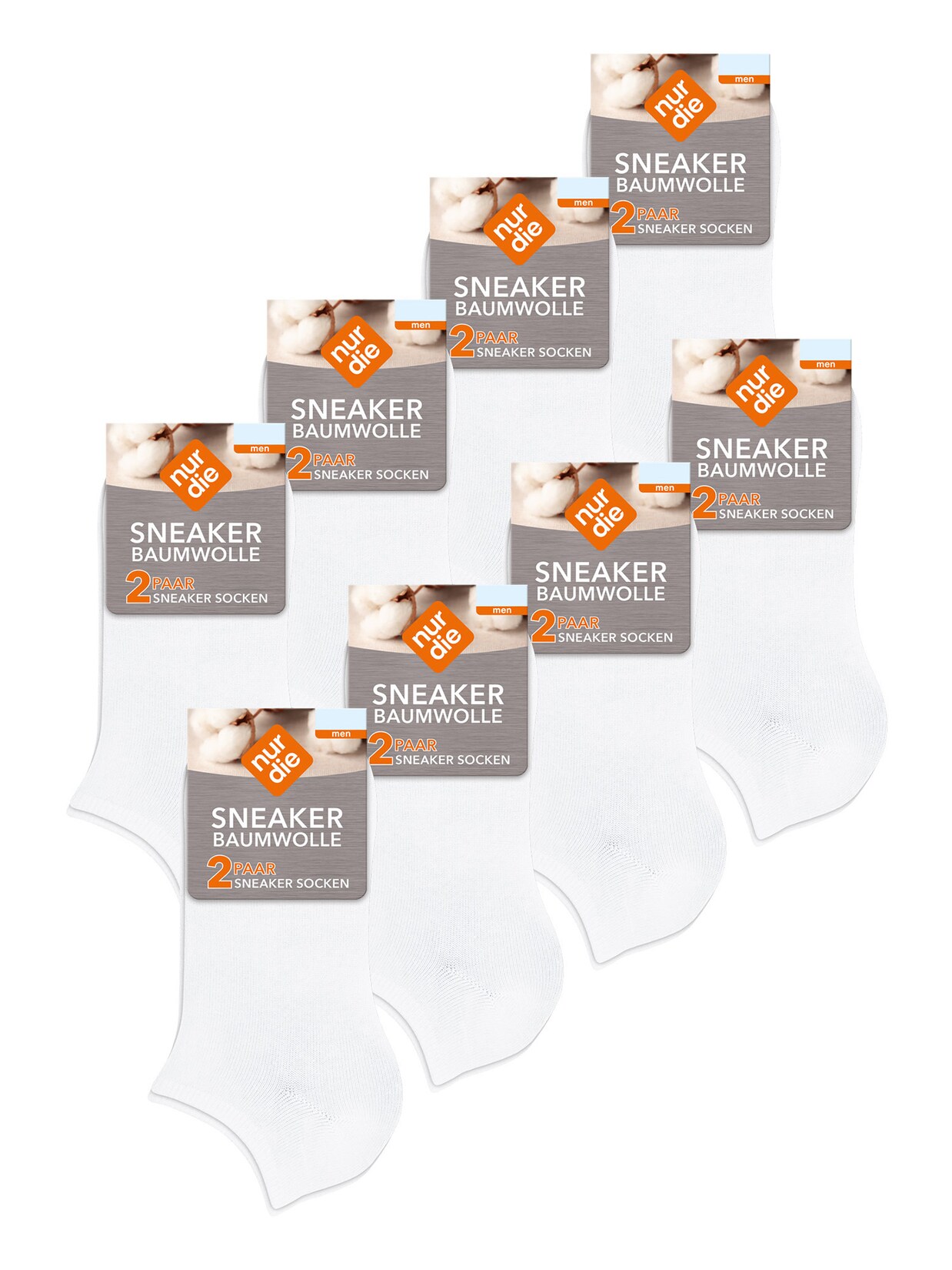 NUR DIE Herren Sneakersocken Baumwolle Basic Unifarben 16