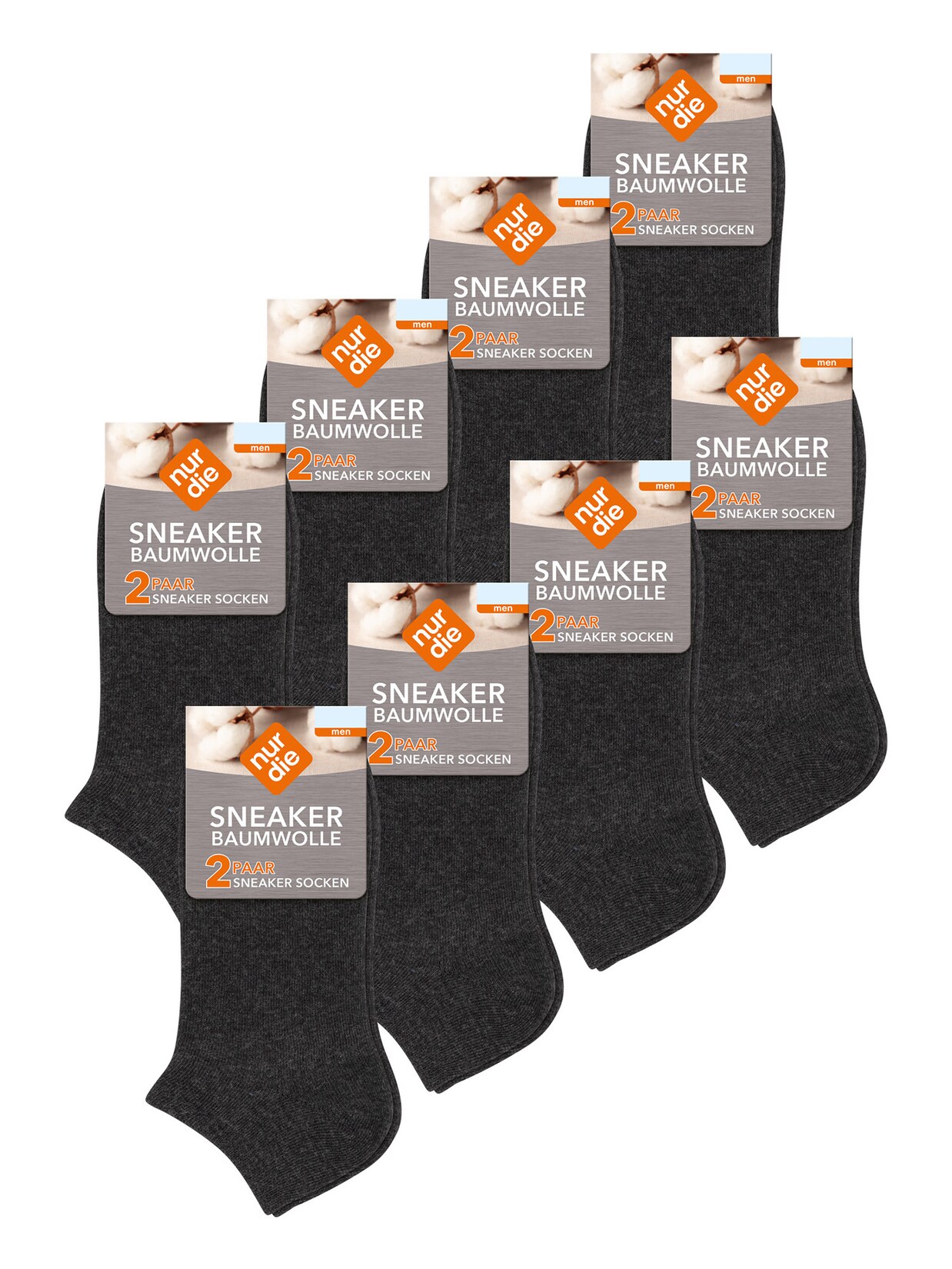 NUR DIE Herren Sneakersocken Baumwolle Basic Unifarben 16