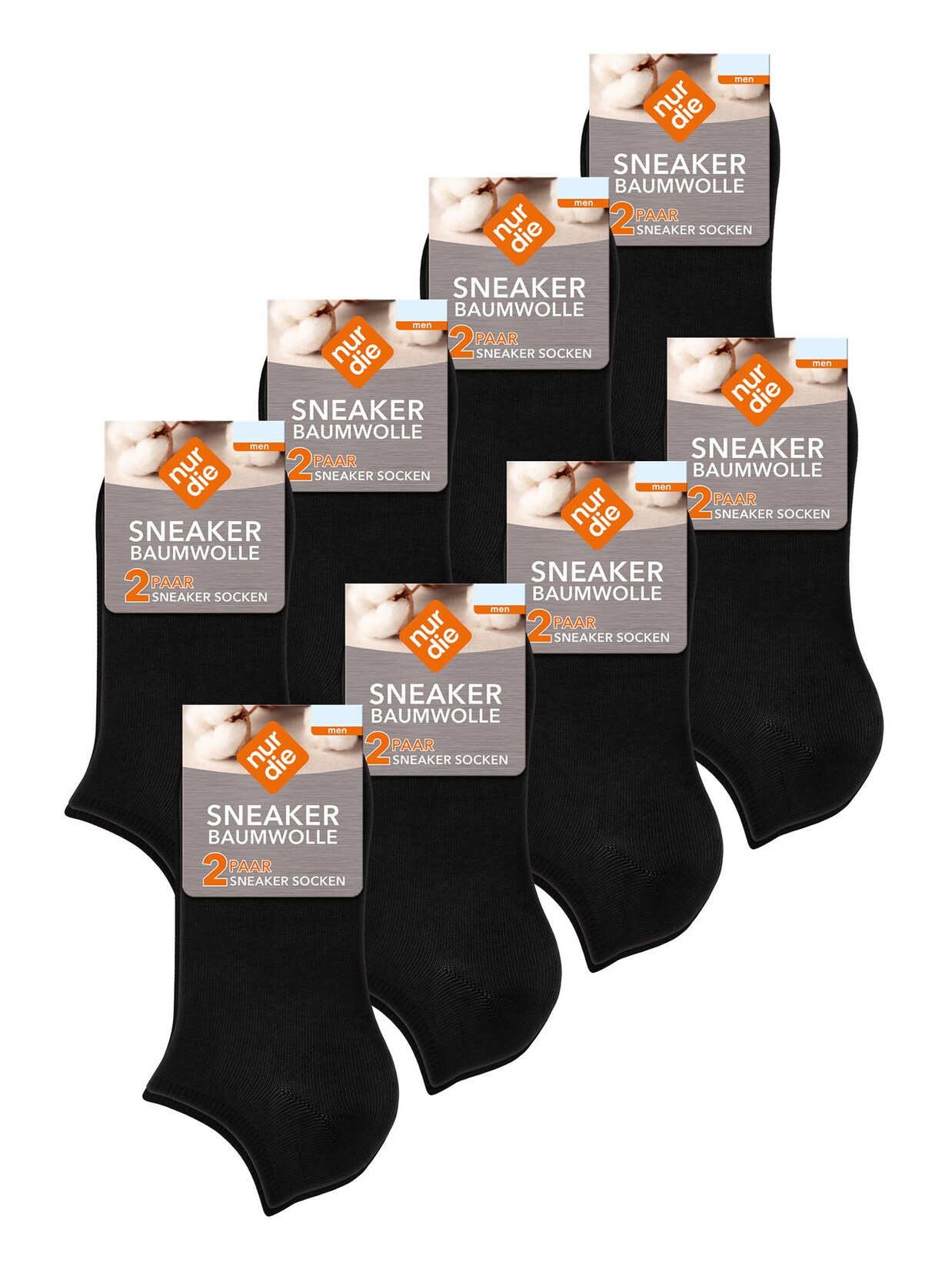 NUR DIE Herren Sneakersocken Baumwolle Basic Unifarben 16