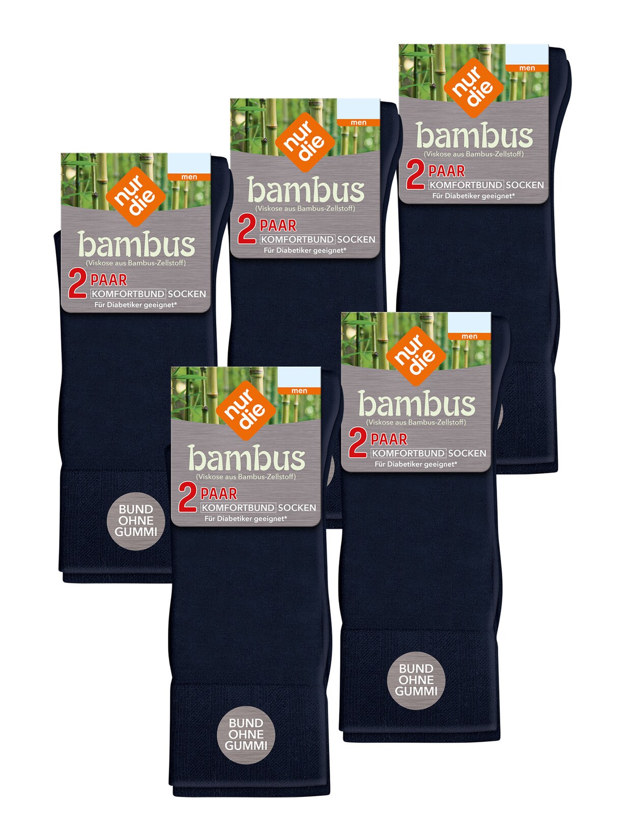 NUR DIE Herren Freizeitsocken Komfortbund Socken Viskose 10er Pack