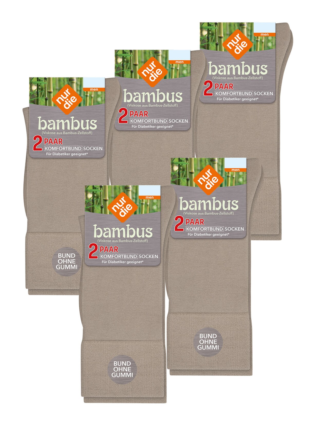 NUR DIE Herren Freizeitsocken Komfortbund Socken Viskose 10er Pack