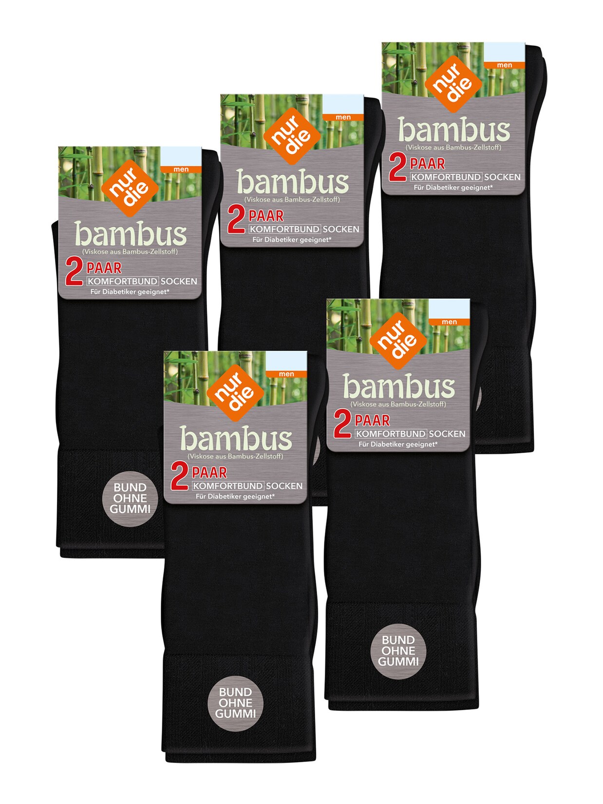 NUR DIE Herren Freizeitsocken Komfortbund Socken Viskose 10er Pack