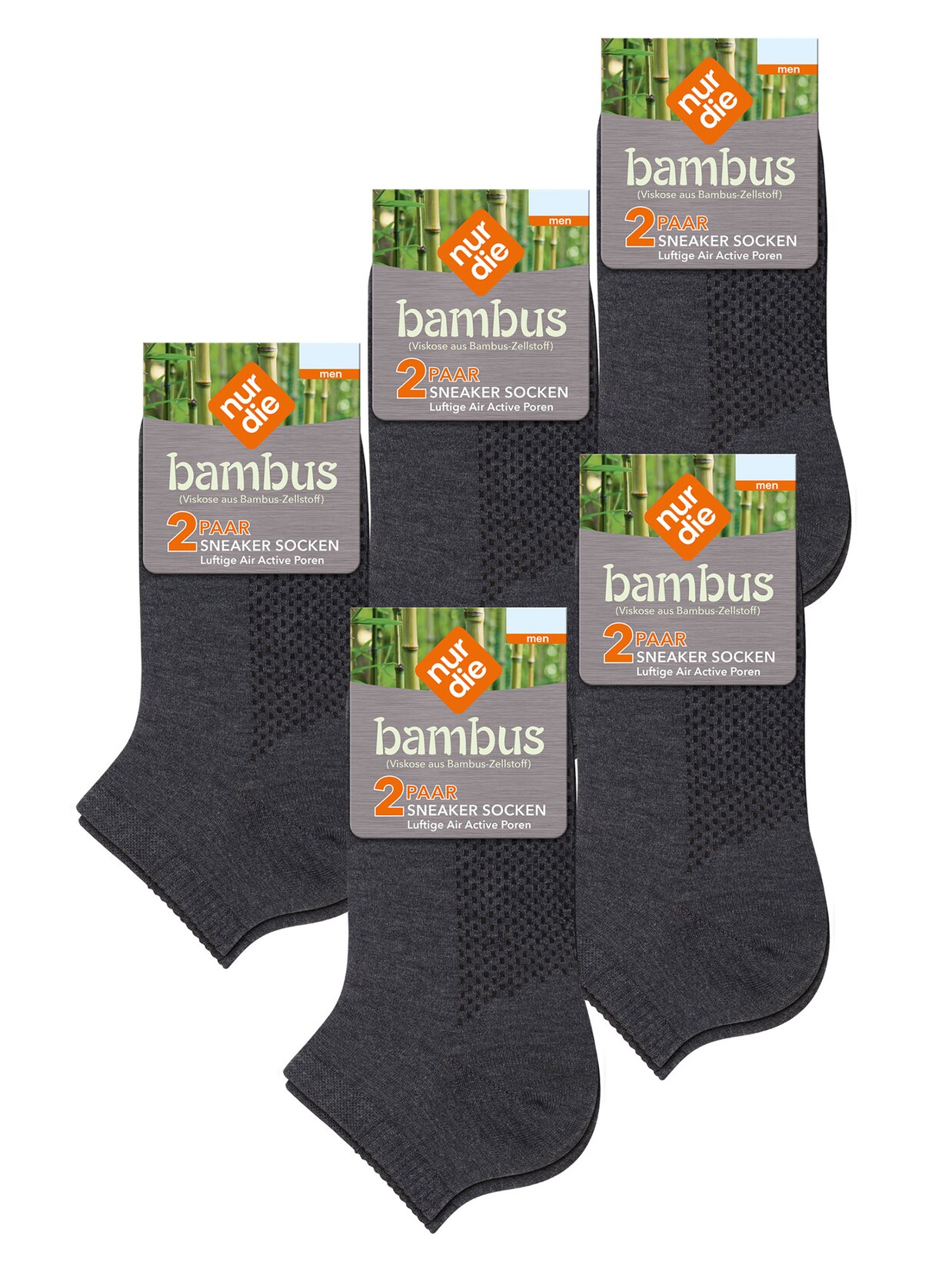NUR DIE Herren Sneakersocken Bambus Sneaker 10er Pack