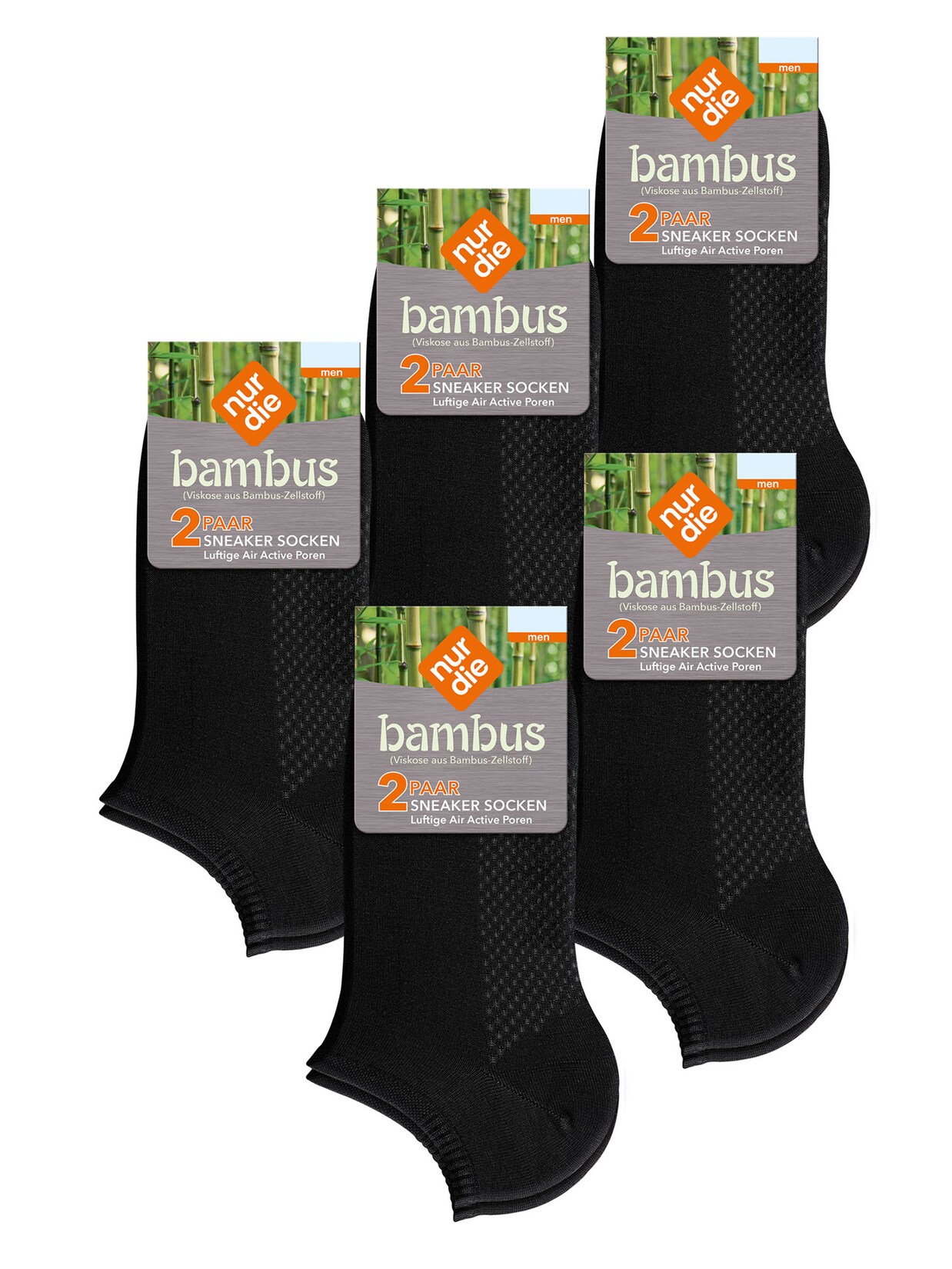 NUR DIE Herren Sneakersocken Bambus Sneaker 10er Pack