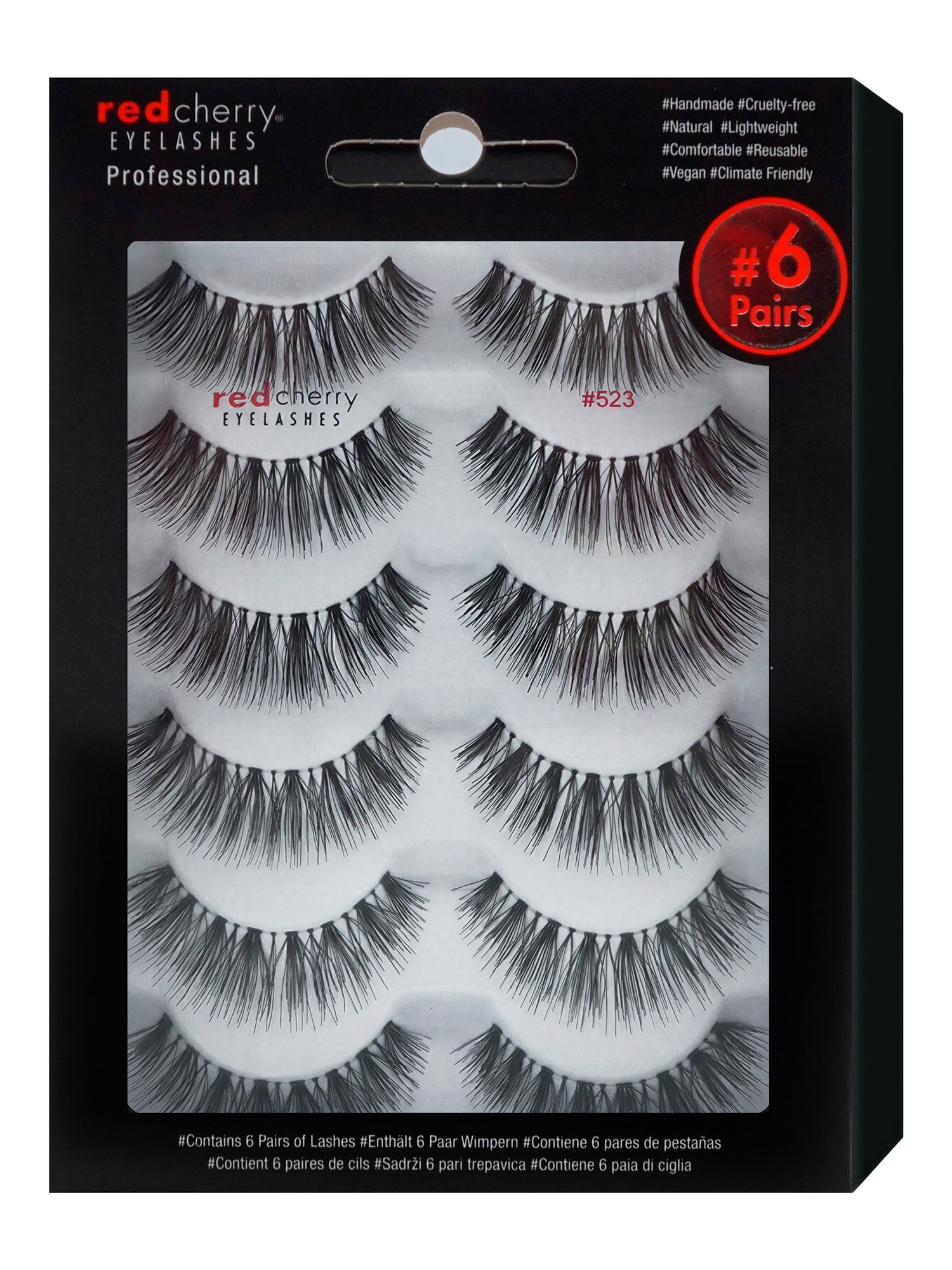 Red Cherry Eyelashes Damen Bandwimpern 523 - 6 Pairs 1er Pack - Bild 1