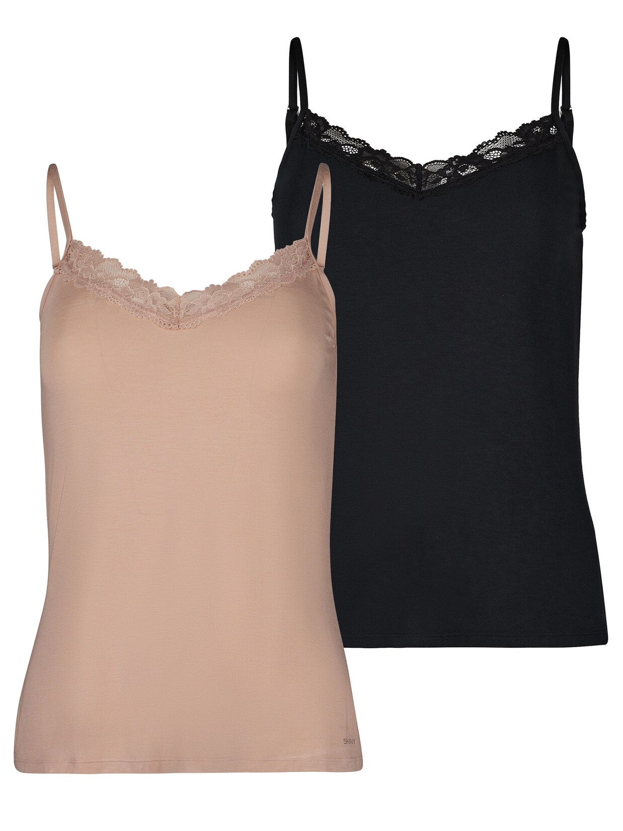 SKINY Damen Spaghettitop Modal Lace 2er Pack