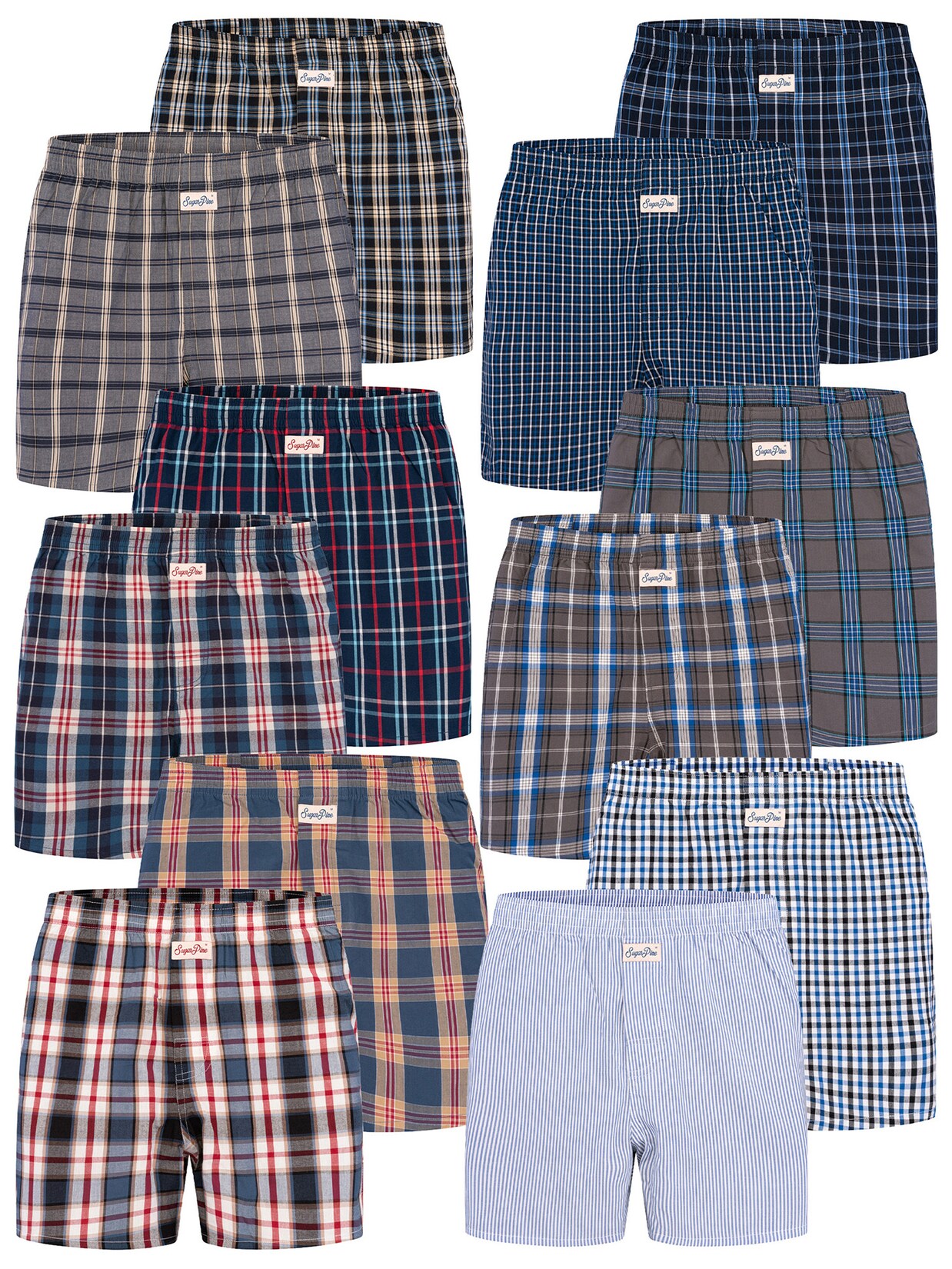 Sugar Pine Herren Boxer Mix Karos 12er Pack