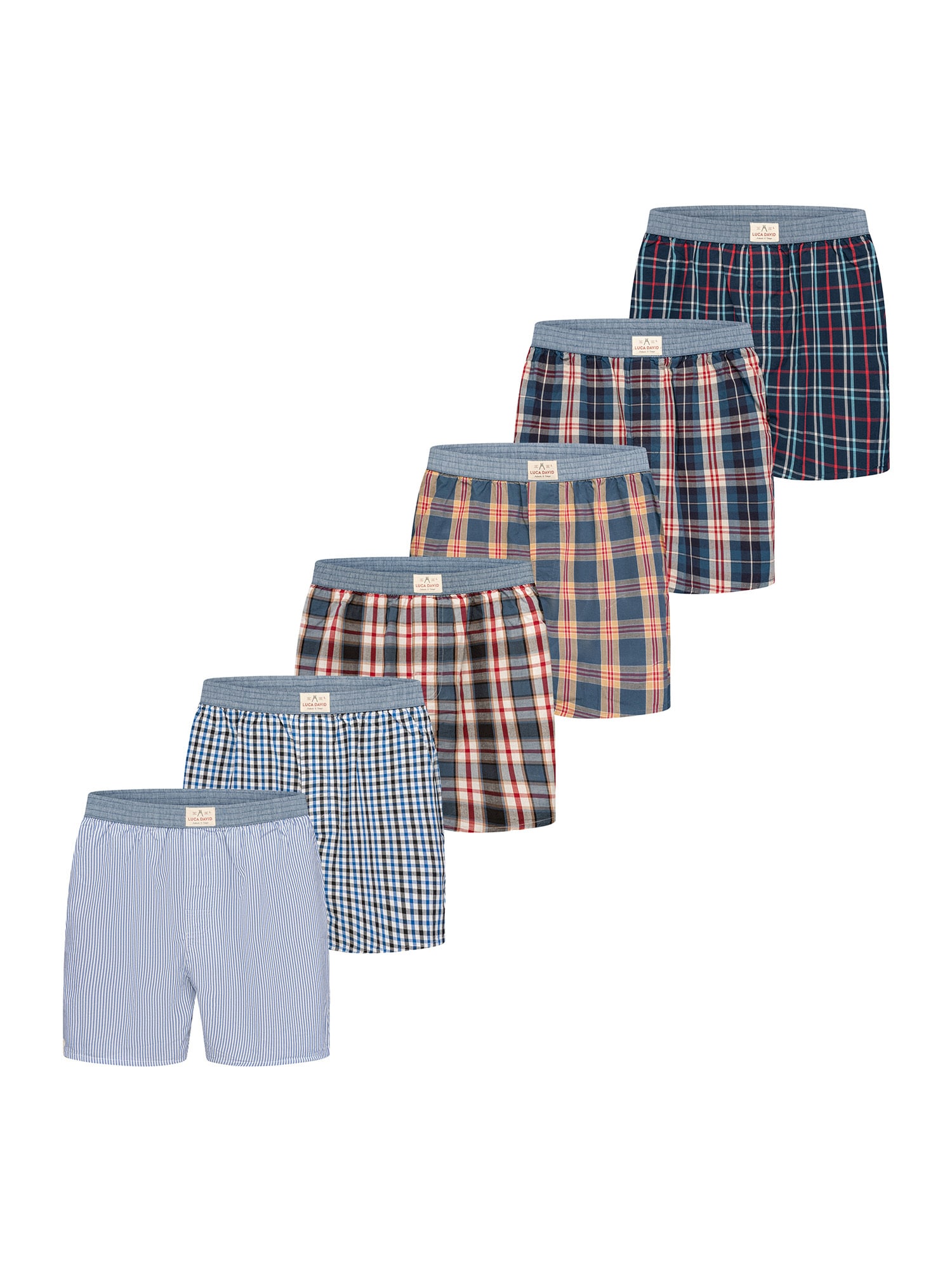 Luca David Herren Boxer Karos 6er Pack - Bild 1