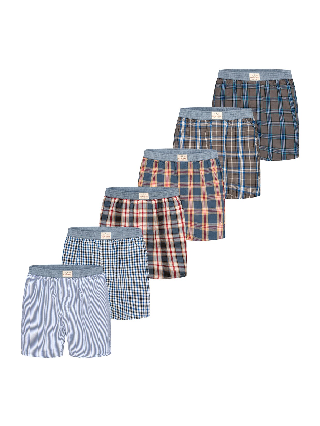 Luca David Herren Boxer Karos 6er Pack