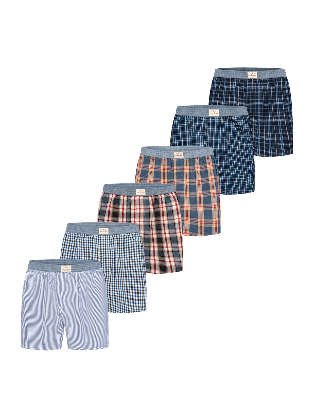 Luca David Herren Boxer Karos 6er Pack